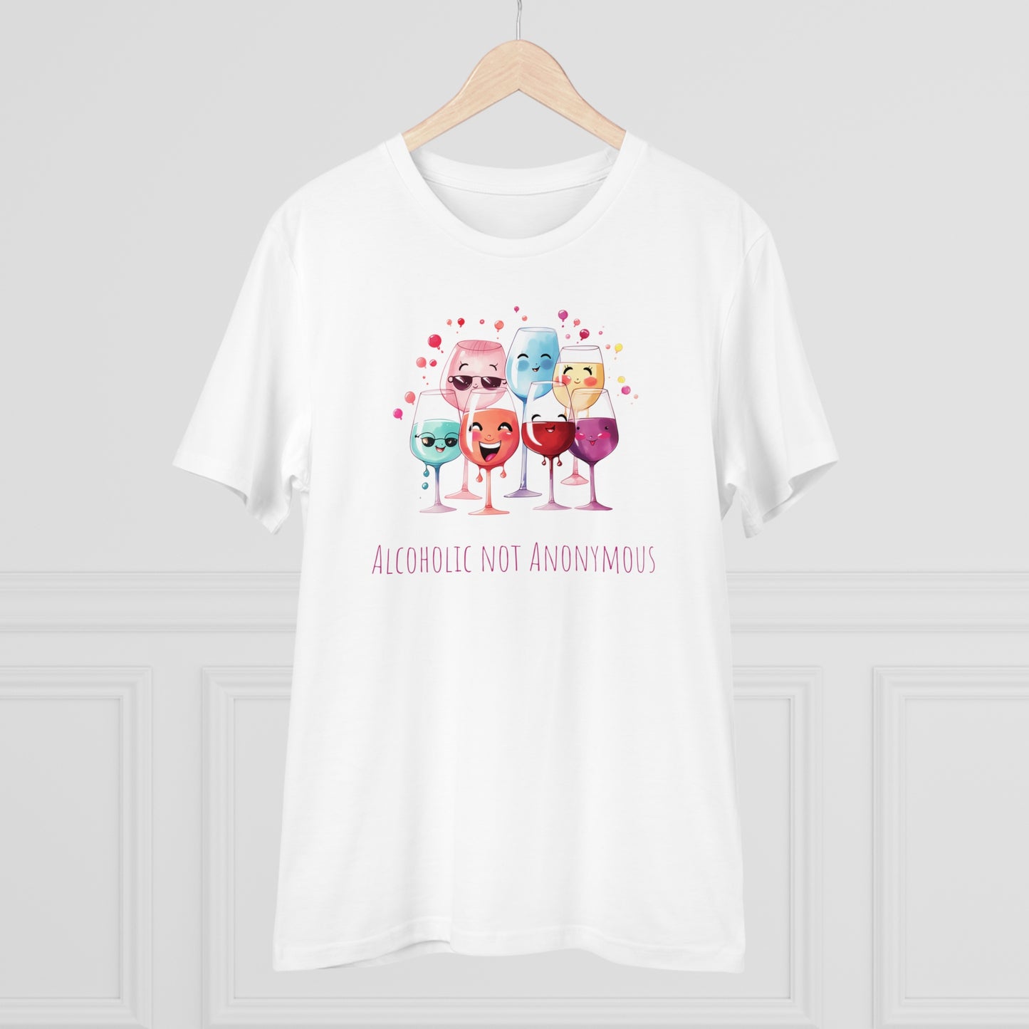 Eco-Friendly 'Alcoholic Not Anonymous' T-Shirt - Kawaii Wine Party Design, Unisex