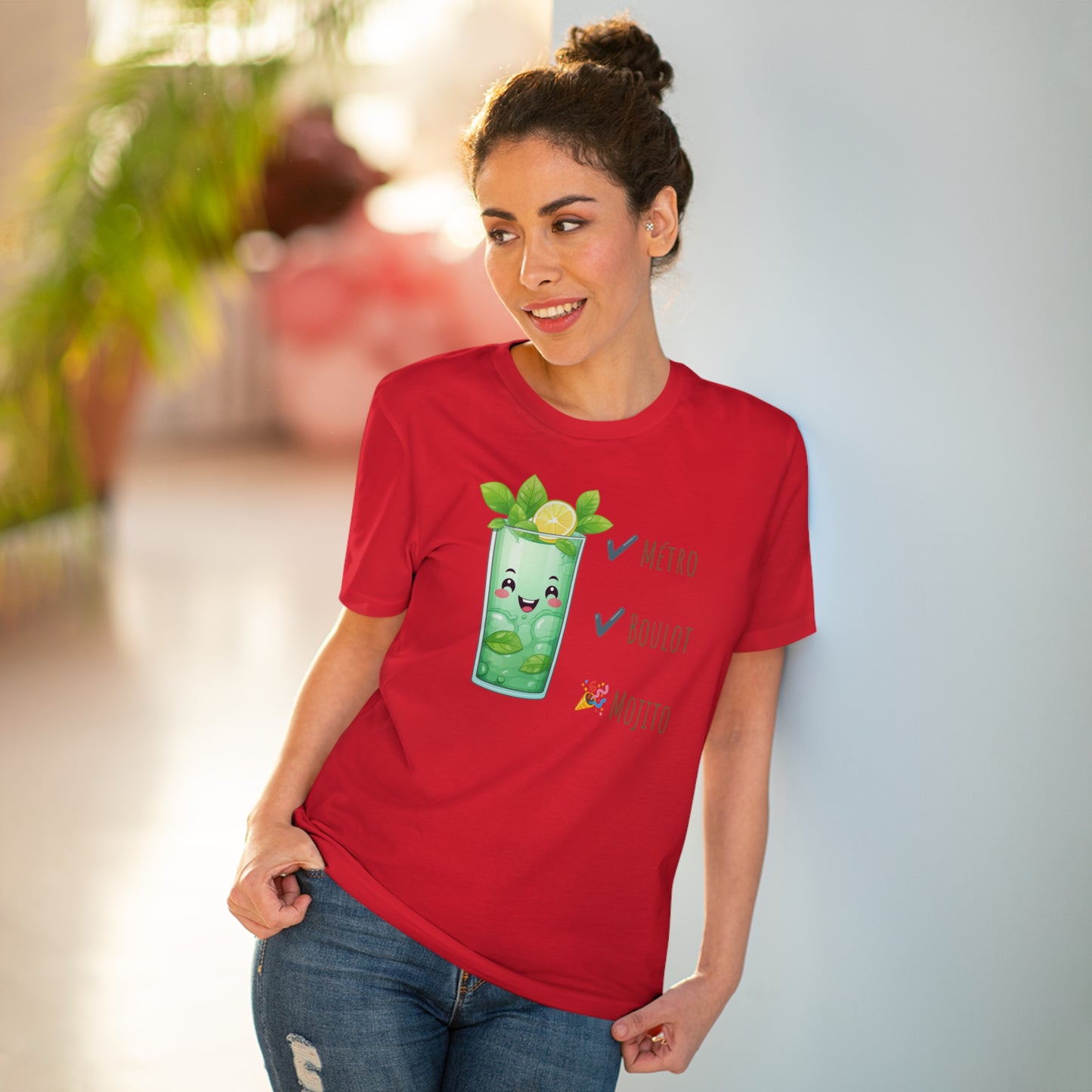 Métro, Boulot, Mojito T-Shirt - Cute Smiling Mojito Glass Design