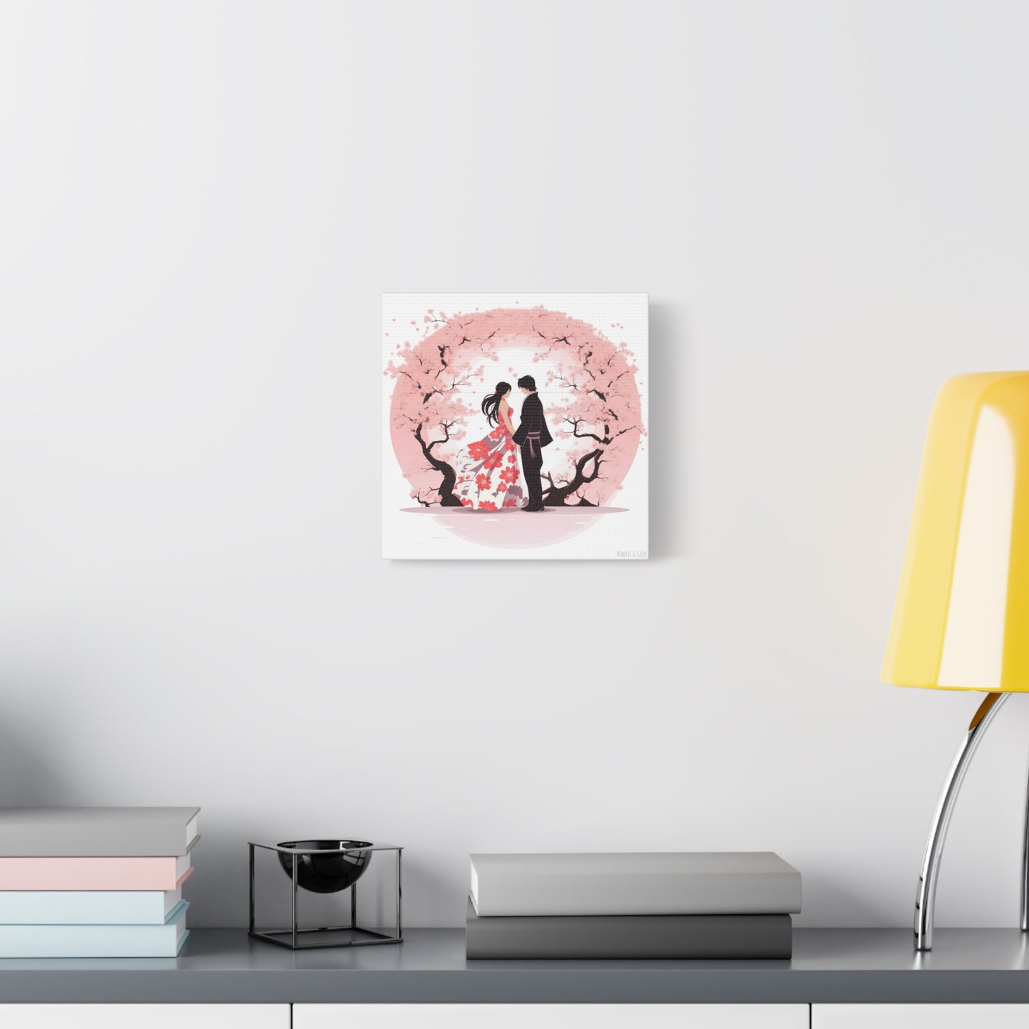 Cherry Blossom Love Canvas - Japanese Couple Art - Valentine's Day special