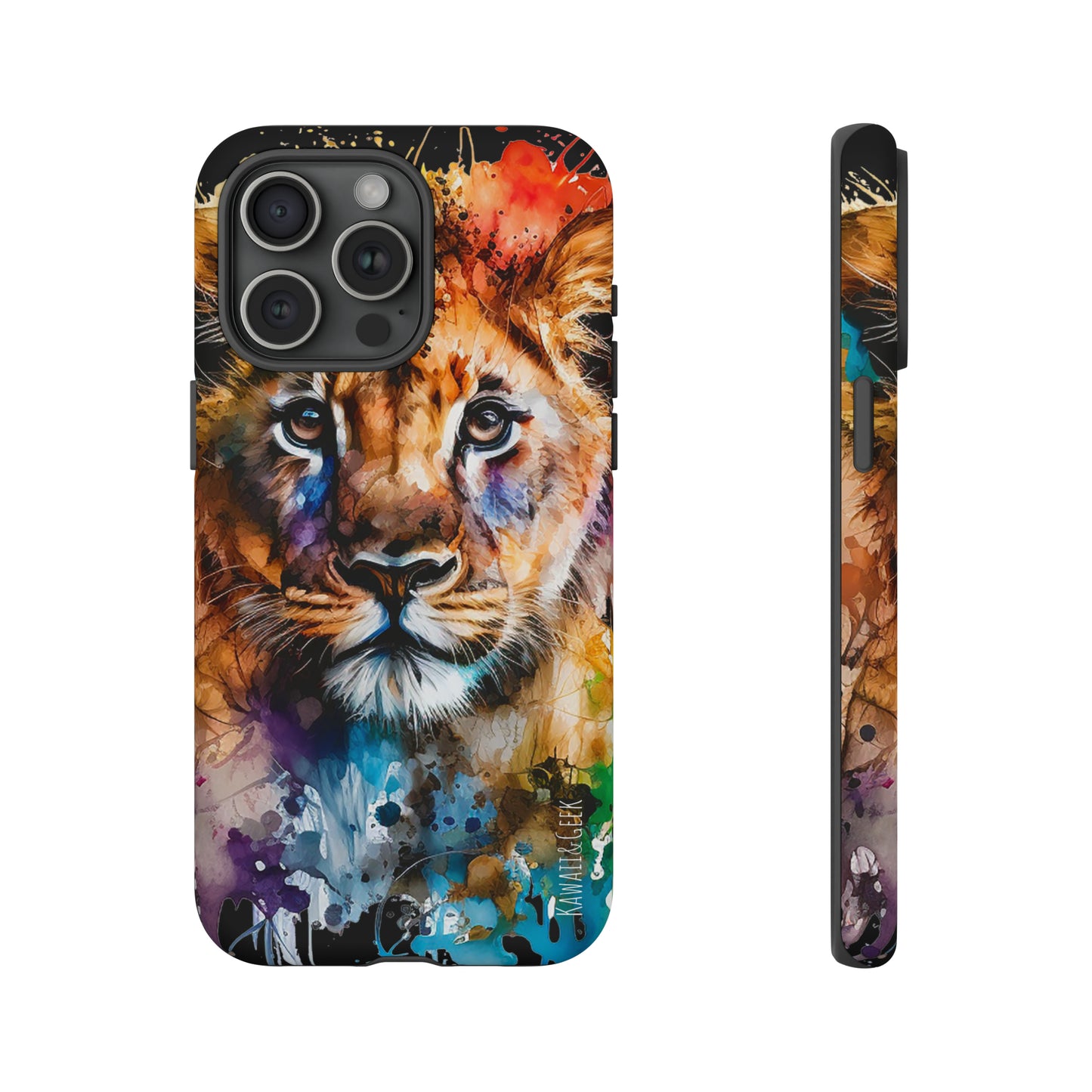Watercolor Lion Cub Tough Phone Case - iPhone 15 compatible