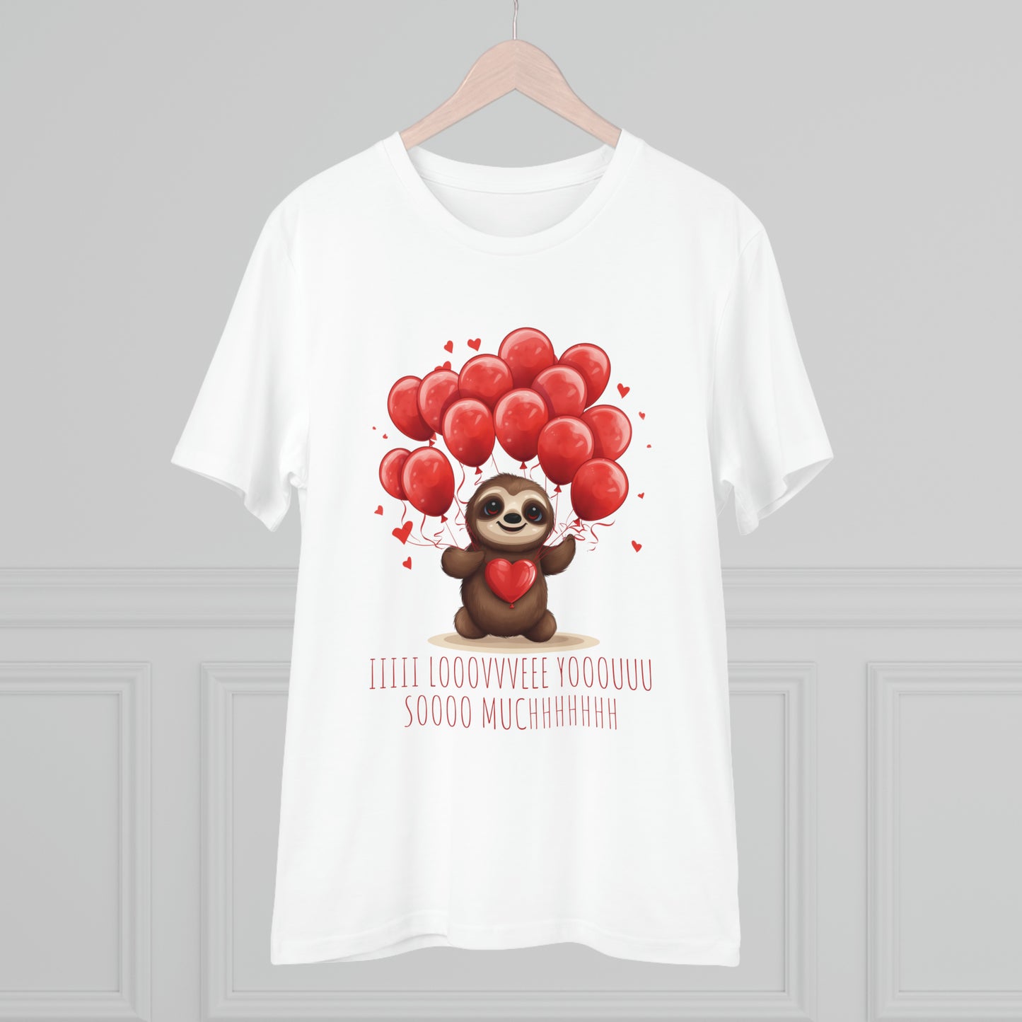 Sloth Love Balloon Tee - Eco-Friendly Slow Love Shirt - Valentine's Day Special