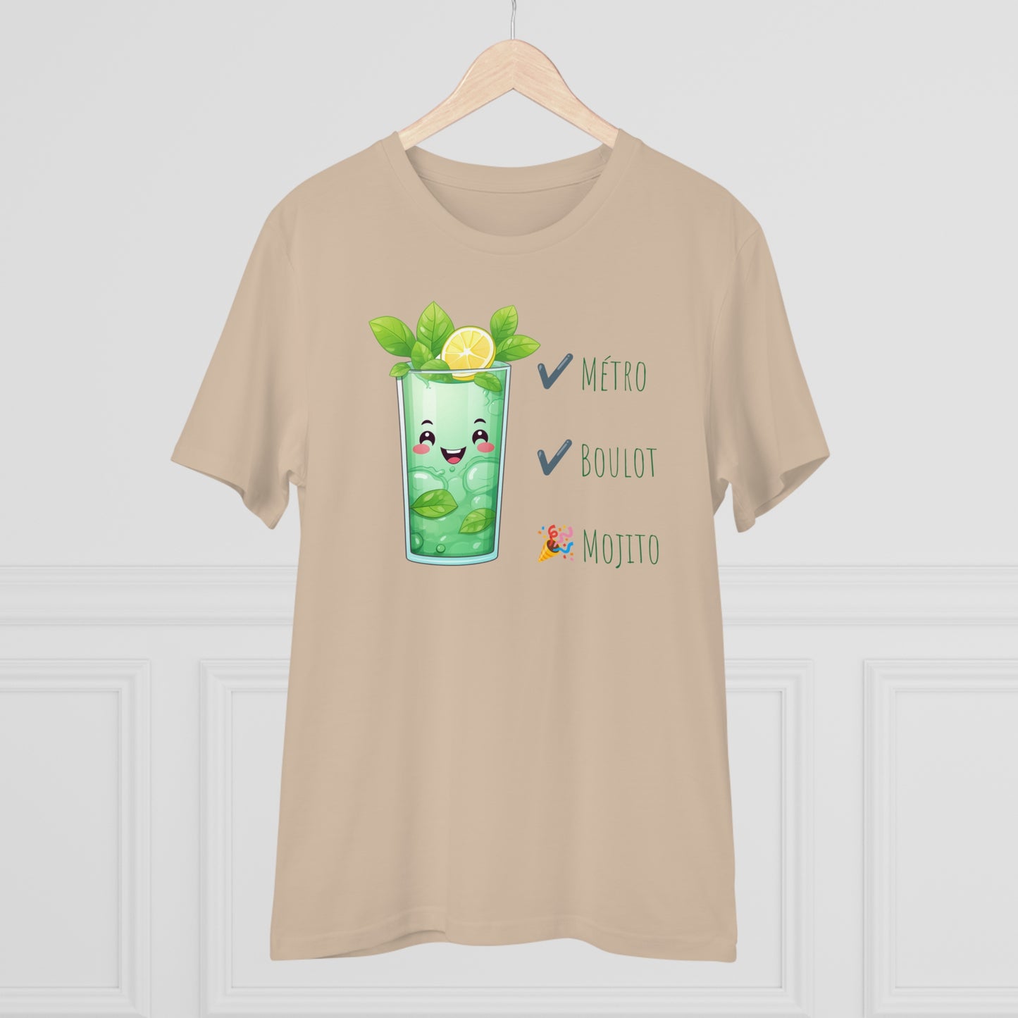 Métro, Boulot, Mojito T-Shirt - Cute Smiling Mojito Glass Design