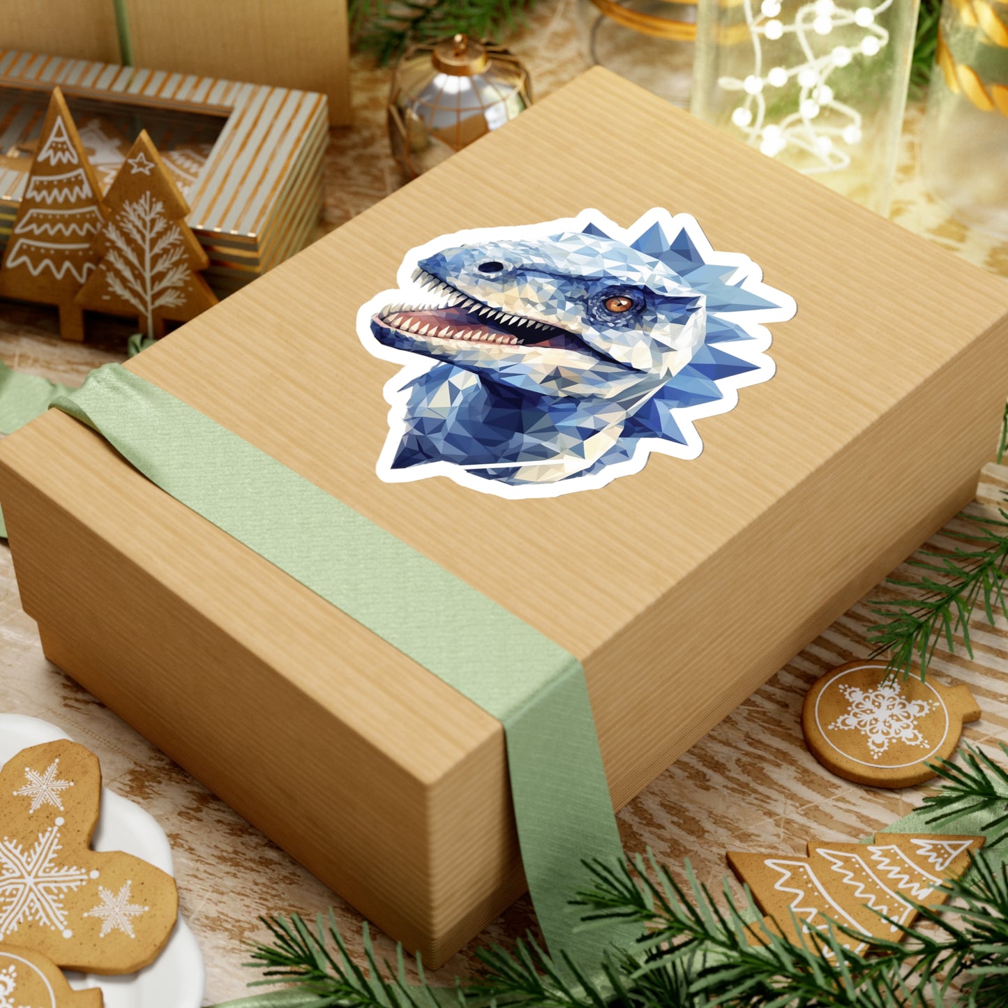 Velociraptor Geometric Vector Sticker - Unleash Jurassic Agility