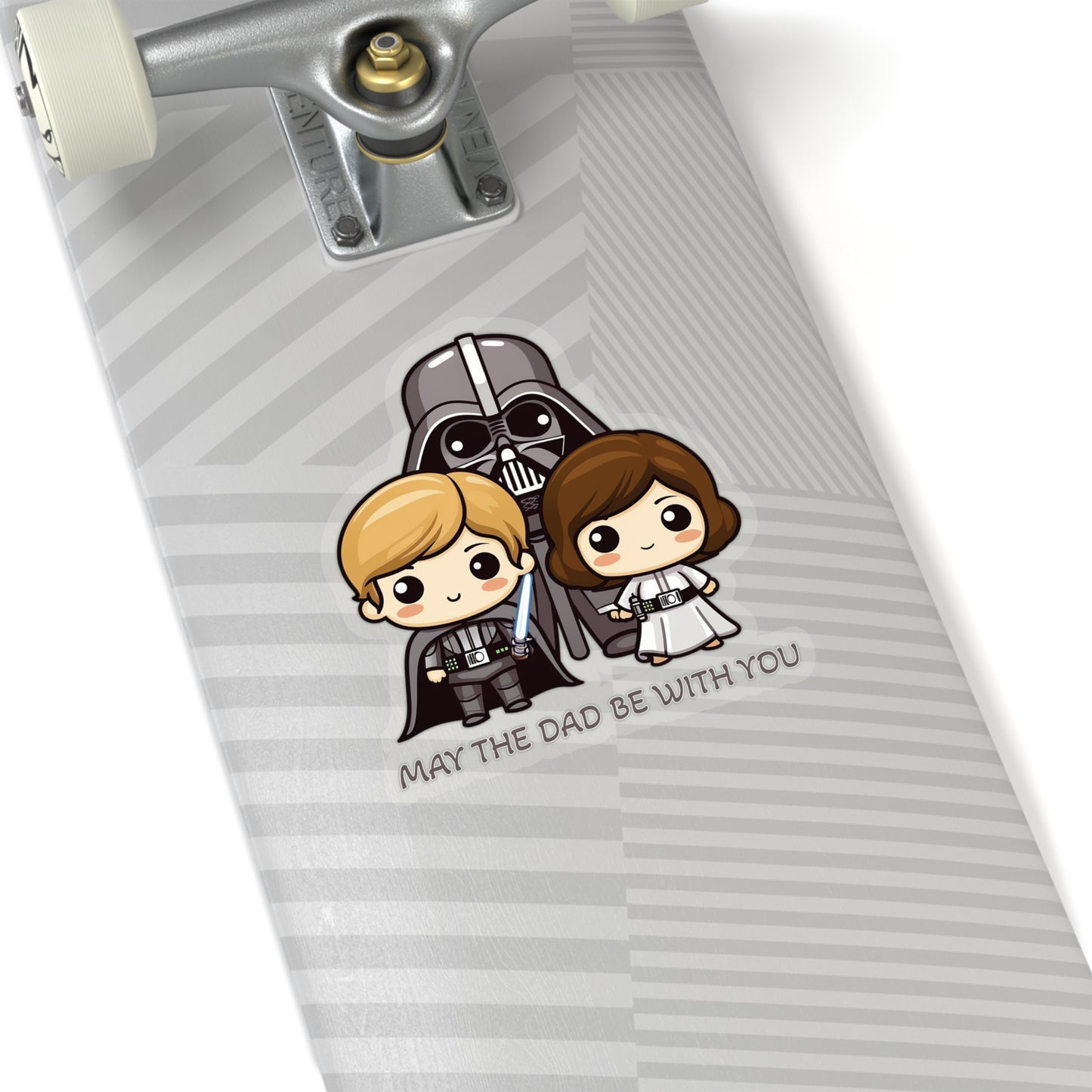 May the Dad Be with You - Father's Day Sticker - Celebrate with Cute Darth Vader and Kids Luke and Leia - Star Wars