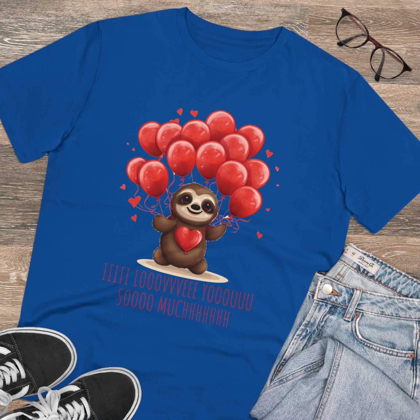 Sloth Love Balloon Tee - Eco-Friendly Slow Love Shirt - Valentine's Day Special