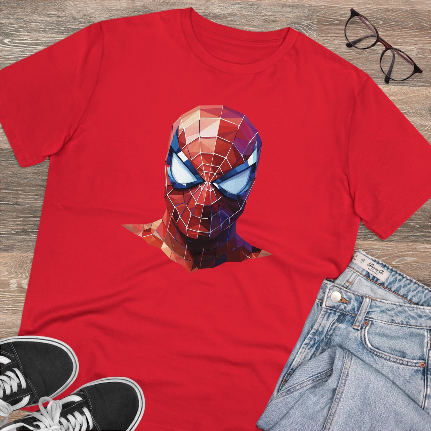 Spider-Man Polygonal Geometric T-Shirt - Swing into Stylish Adventure