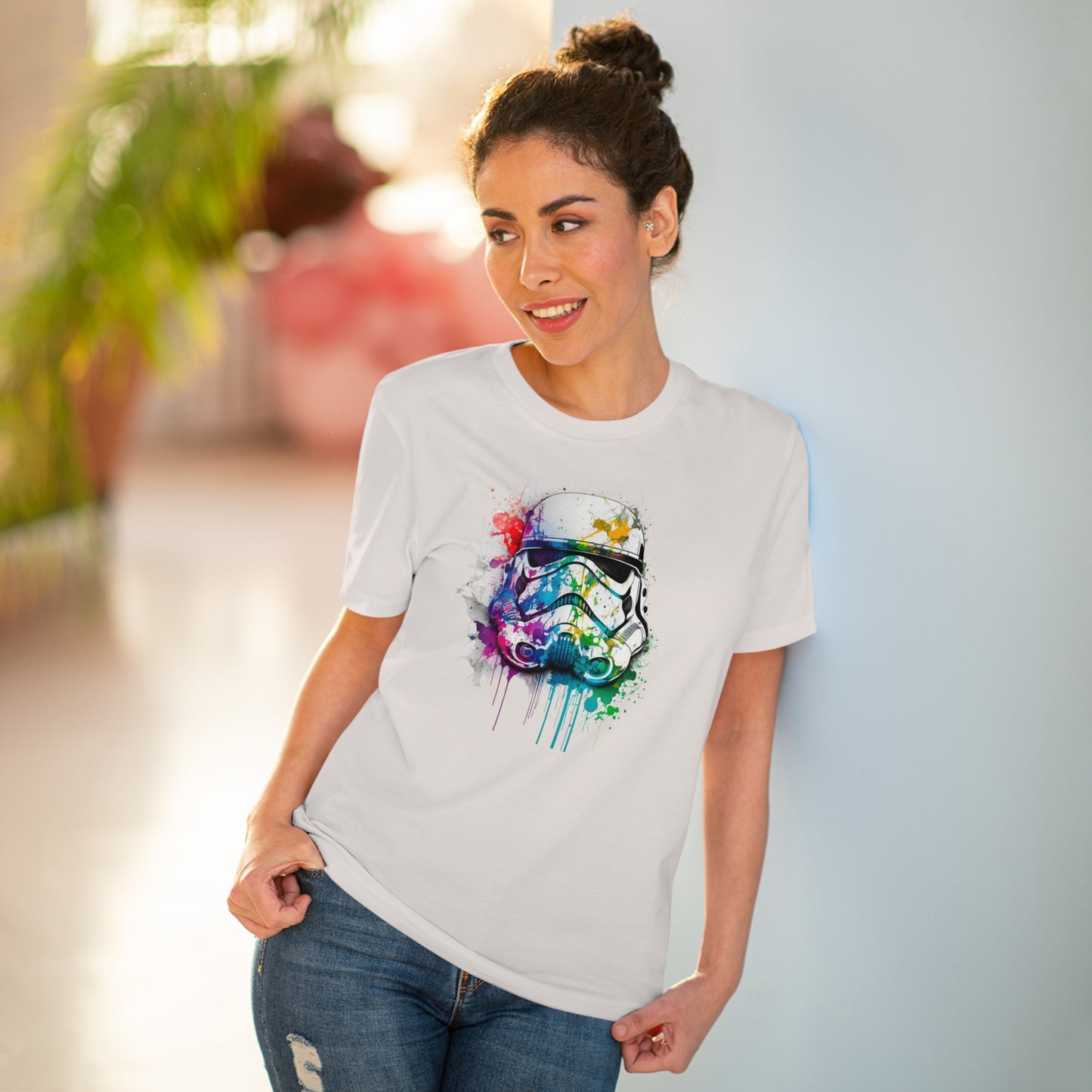 Storm Trooper in Watercolor Style Organic Unisex T-Shirt - Add Some Unique and Eco-Friendly Style to Your Wardrobe