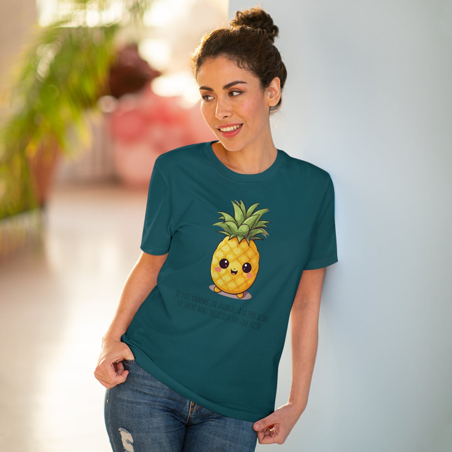 Eco-Friendly Pineapple T-Shirt with a Sweet & Sassy Slogan - FRENCH