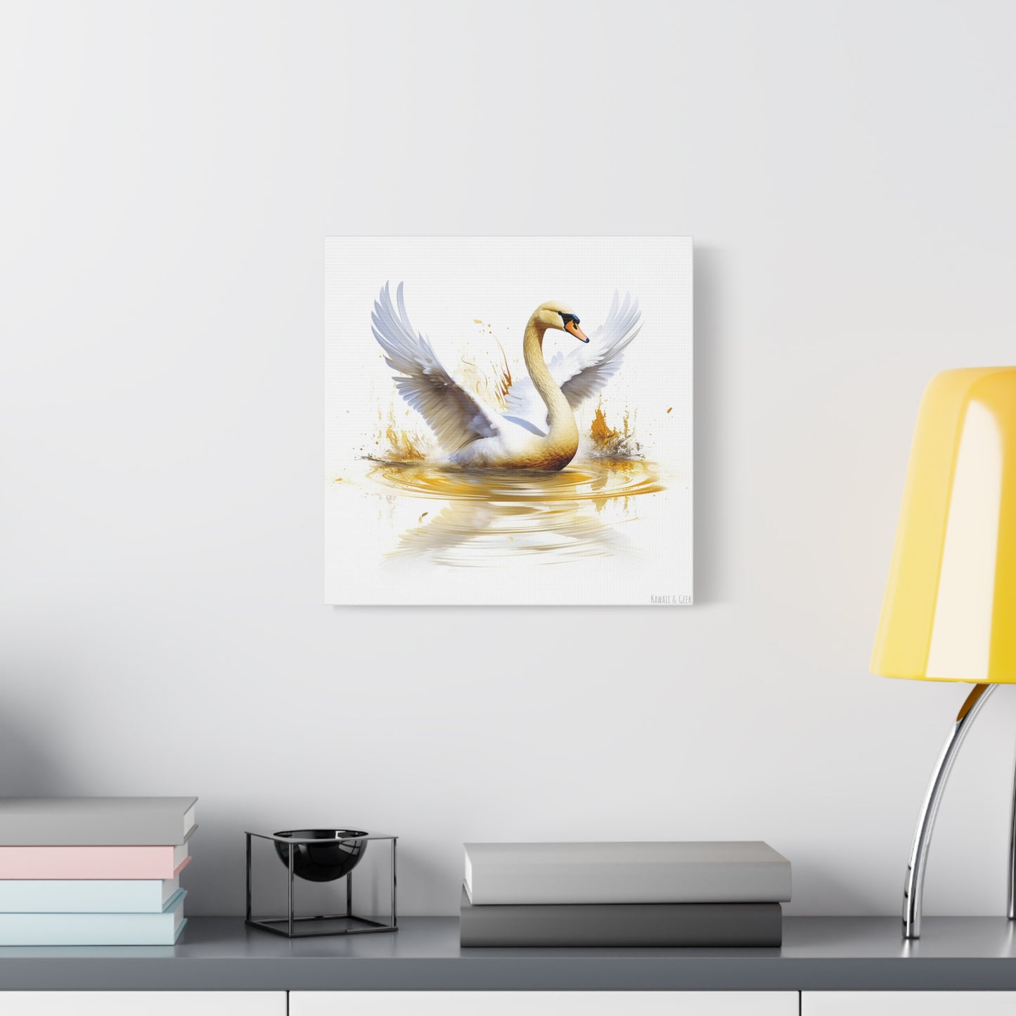 Majestic White Swan Watercolor Canva - Capture the Elegance of Nature in Art