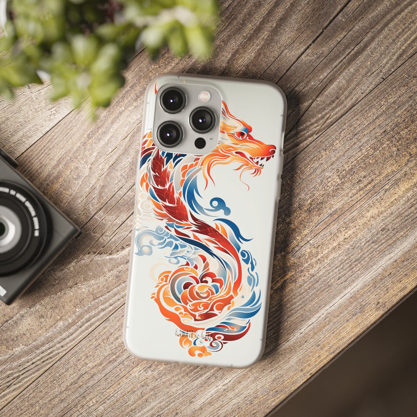 Elegant Chinese Ink Dragon Flexi Transparent Phone Case