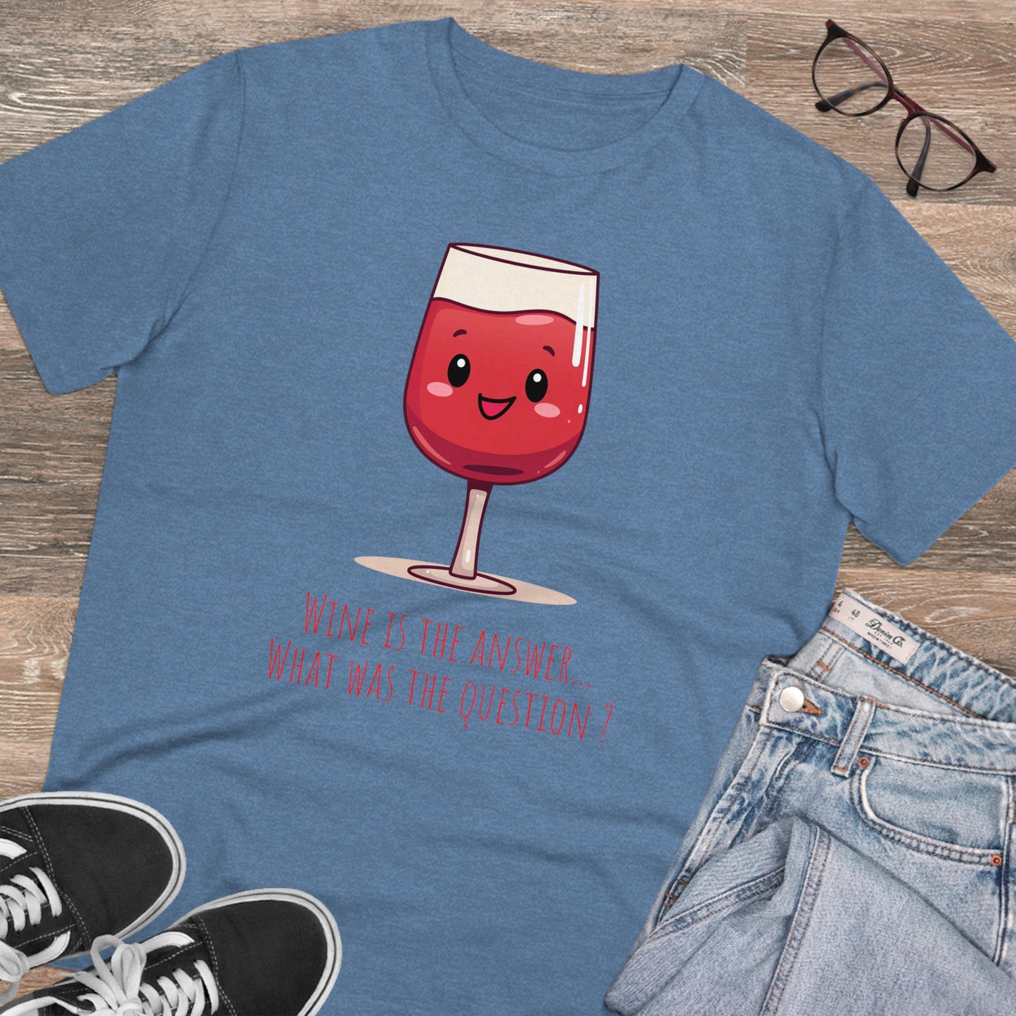 Eco-Friendly 'Wine is the Answer' T-Shirt - Cute Red Wine Design, Unisex
