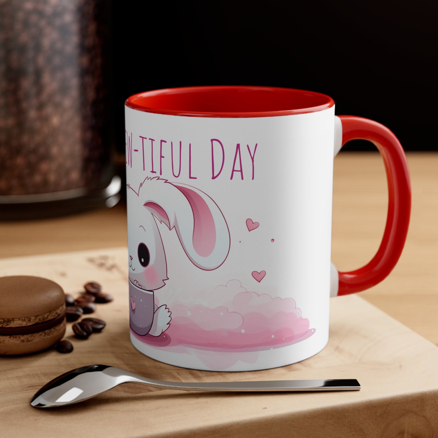 Kawaii Bunny Coffee Mug : "Hoppy Brew-tiful Day"