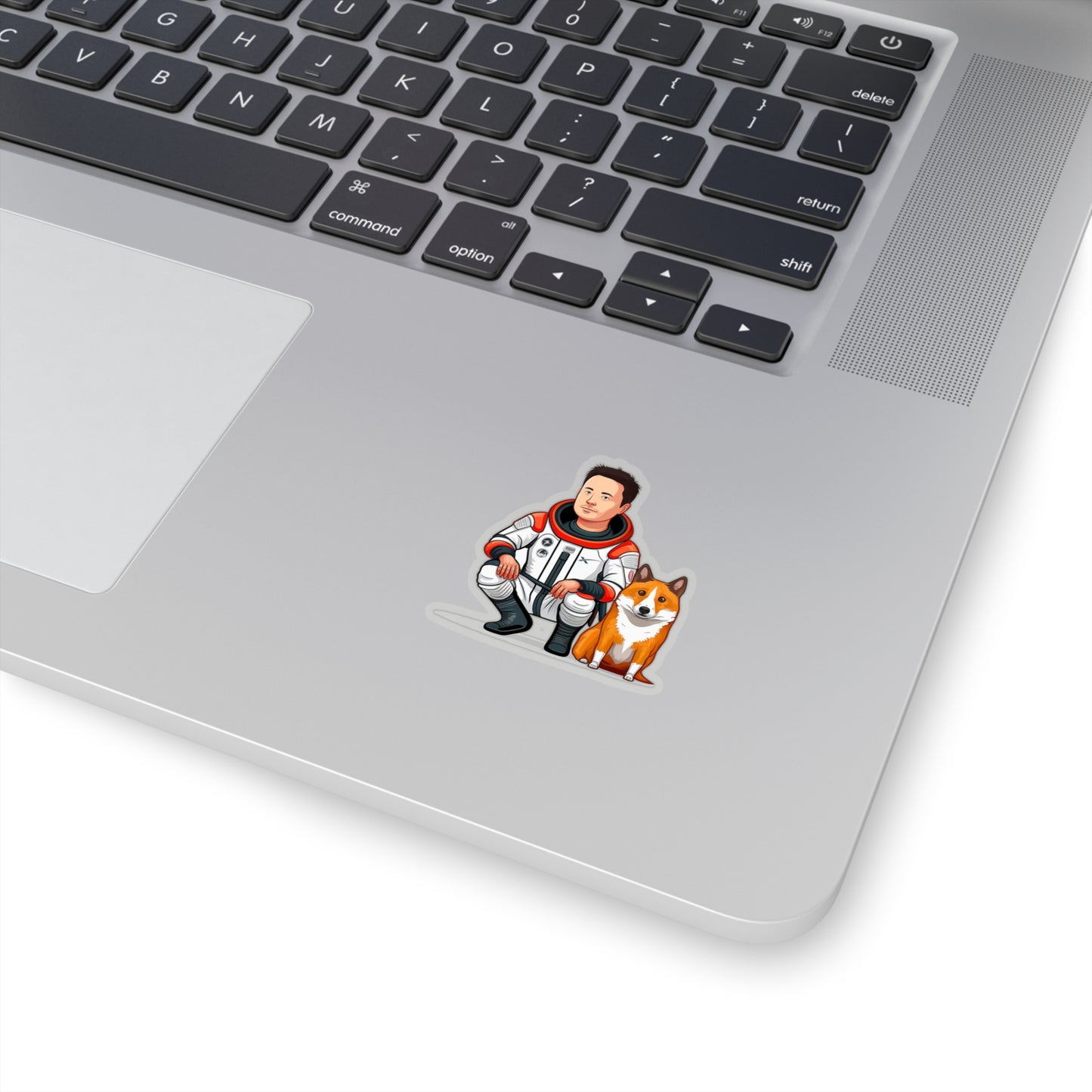 Elon Musk with Shiba Inu Sticker - Add Some Humor and Space to Your Tech