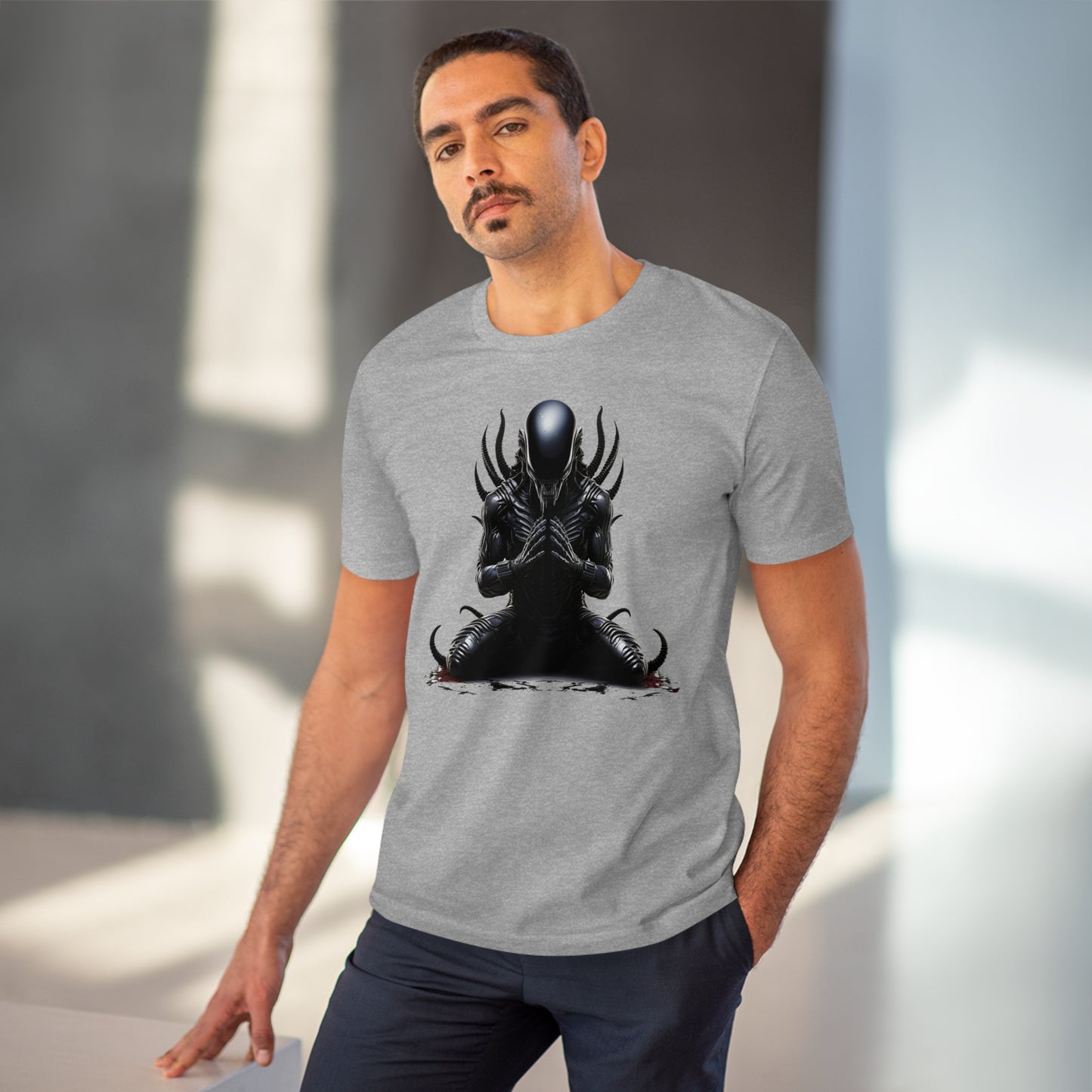 Eco-Friendly Zen Alien Xenomorph T-shirt - Embrace Galactic Serenity