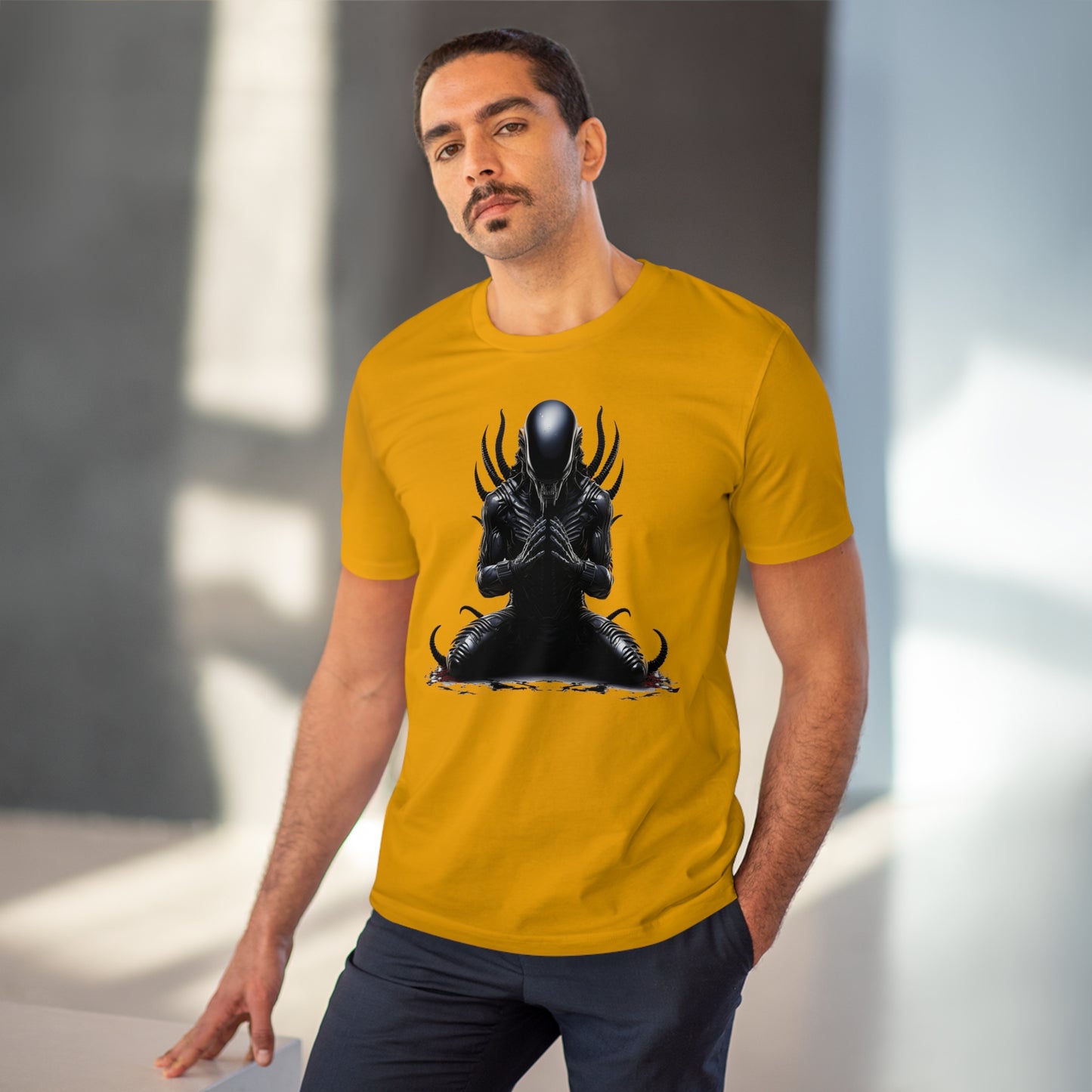 Eco-Friendly Zen Alien Xenomorph T-shirt - Embrace Galactic Serenity