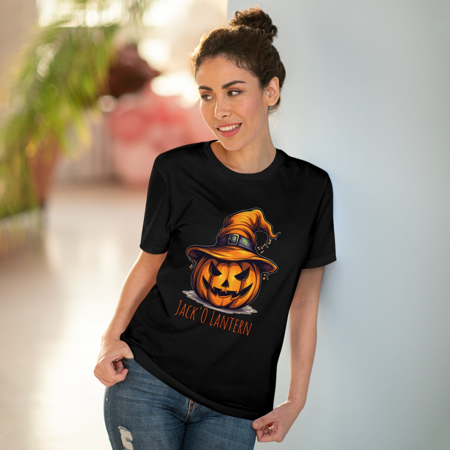 Eco-friendly Jack O Lantern Tee: Funny Pumpkin Halloween Sorcerer Edition