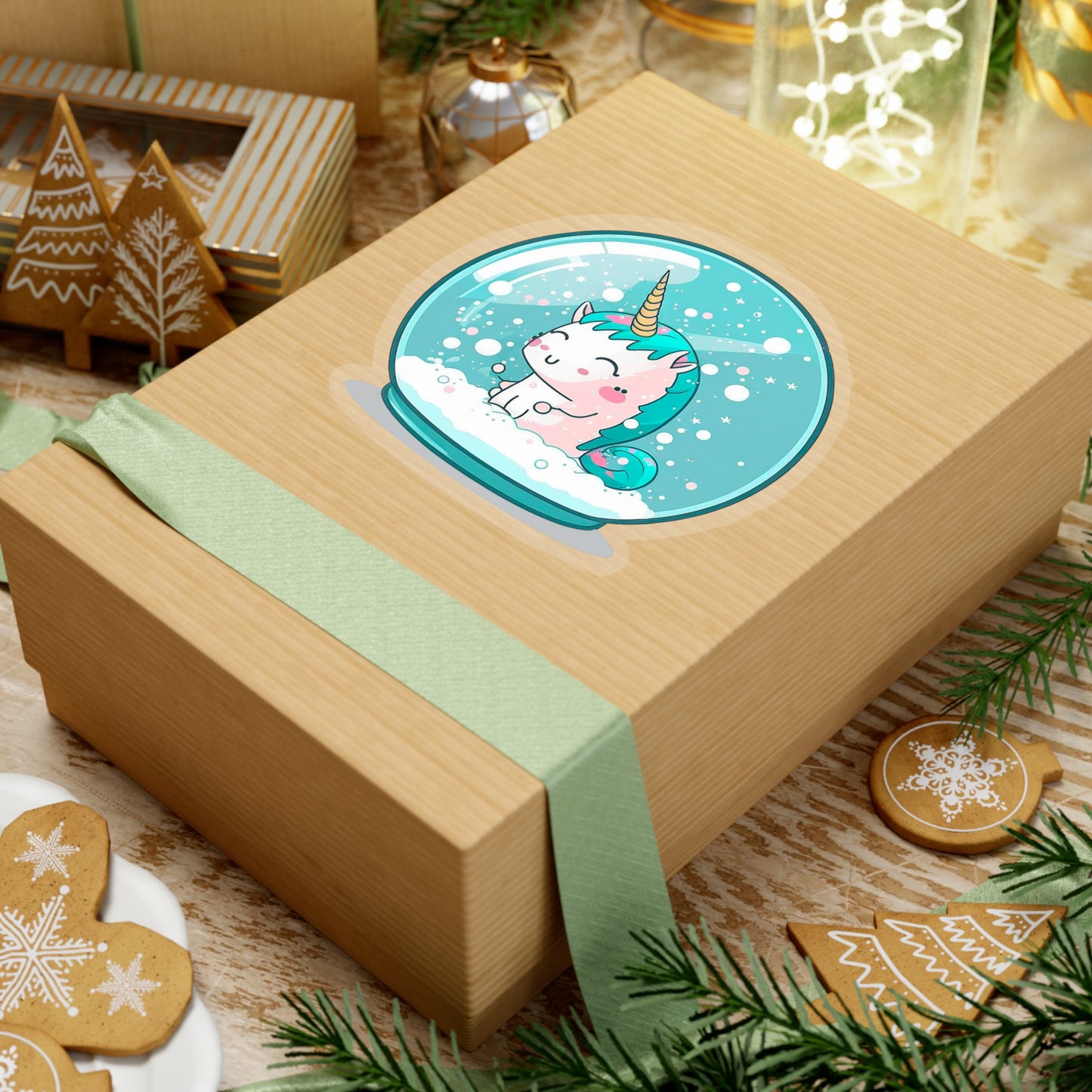 Kawaii Unicorn in Snowball Sticker - Add Some Cute and Whimsical Style to Your Tech