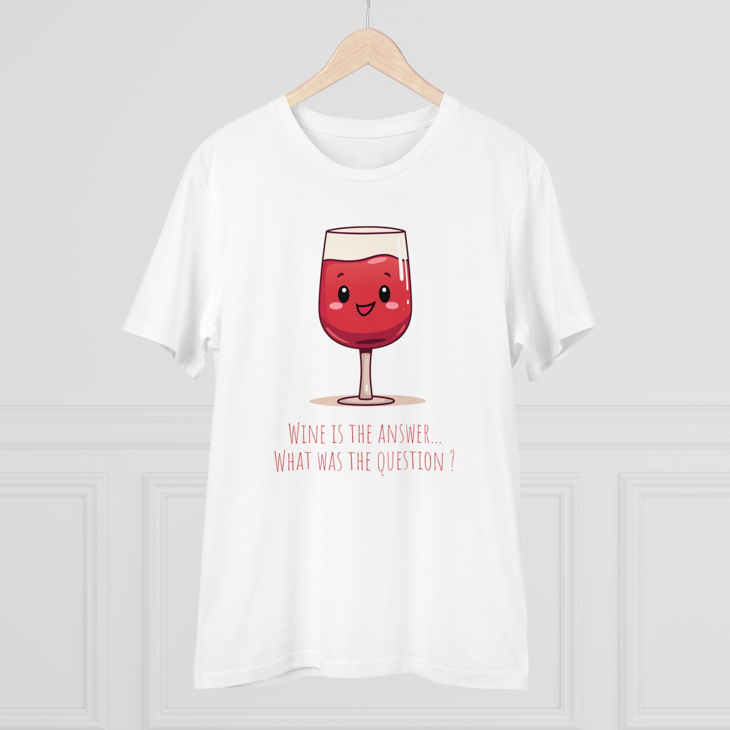 Eco-Friendly 'Wine is the Answer' T-Shirt - Cute Red Wine Design, Unisex