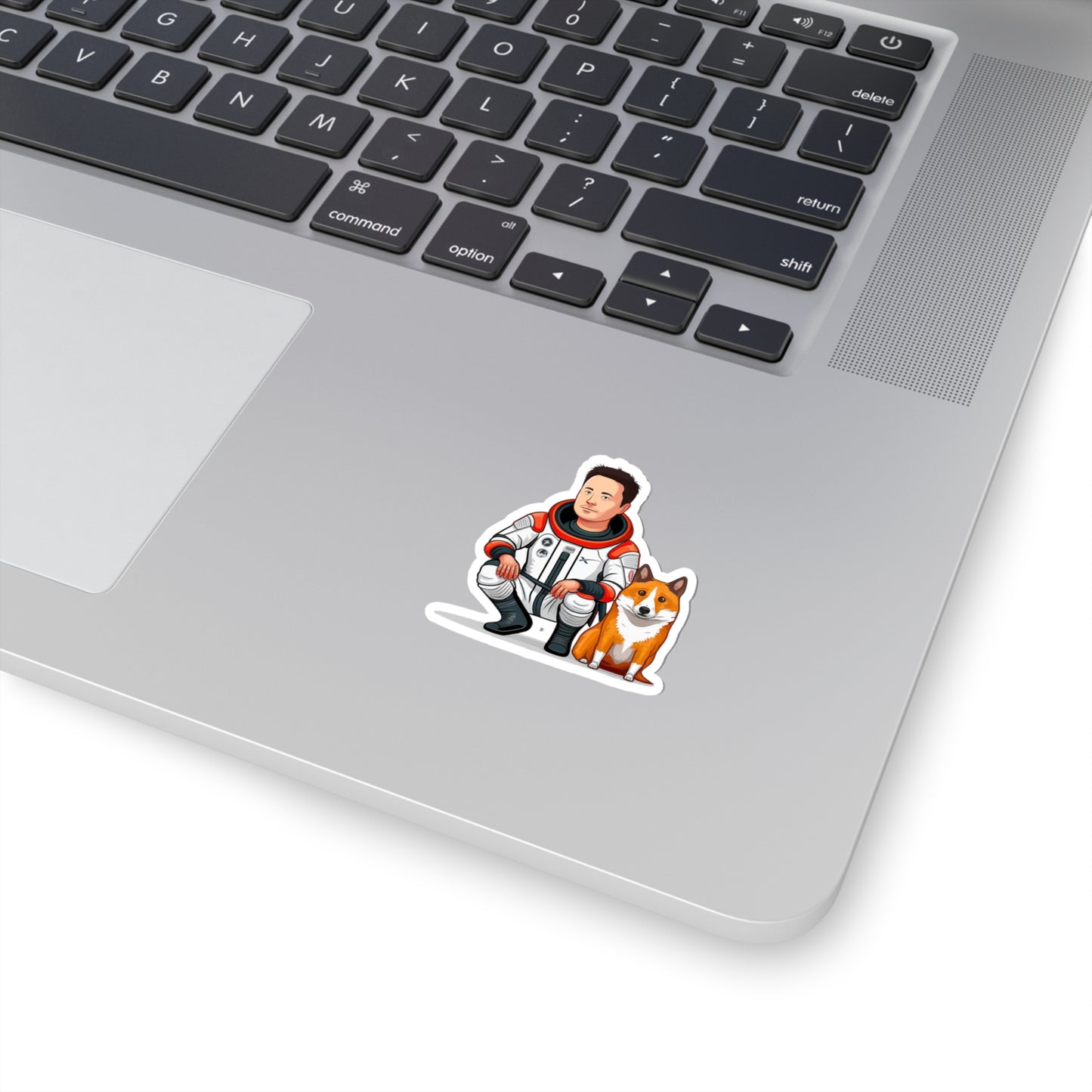 Elon Musk with Shiba Inu Sticker - Add Some Humor and Space to Your Tech