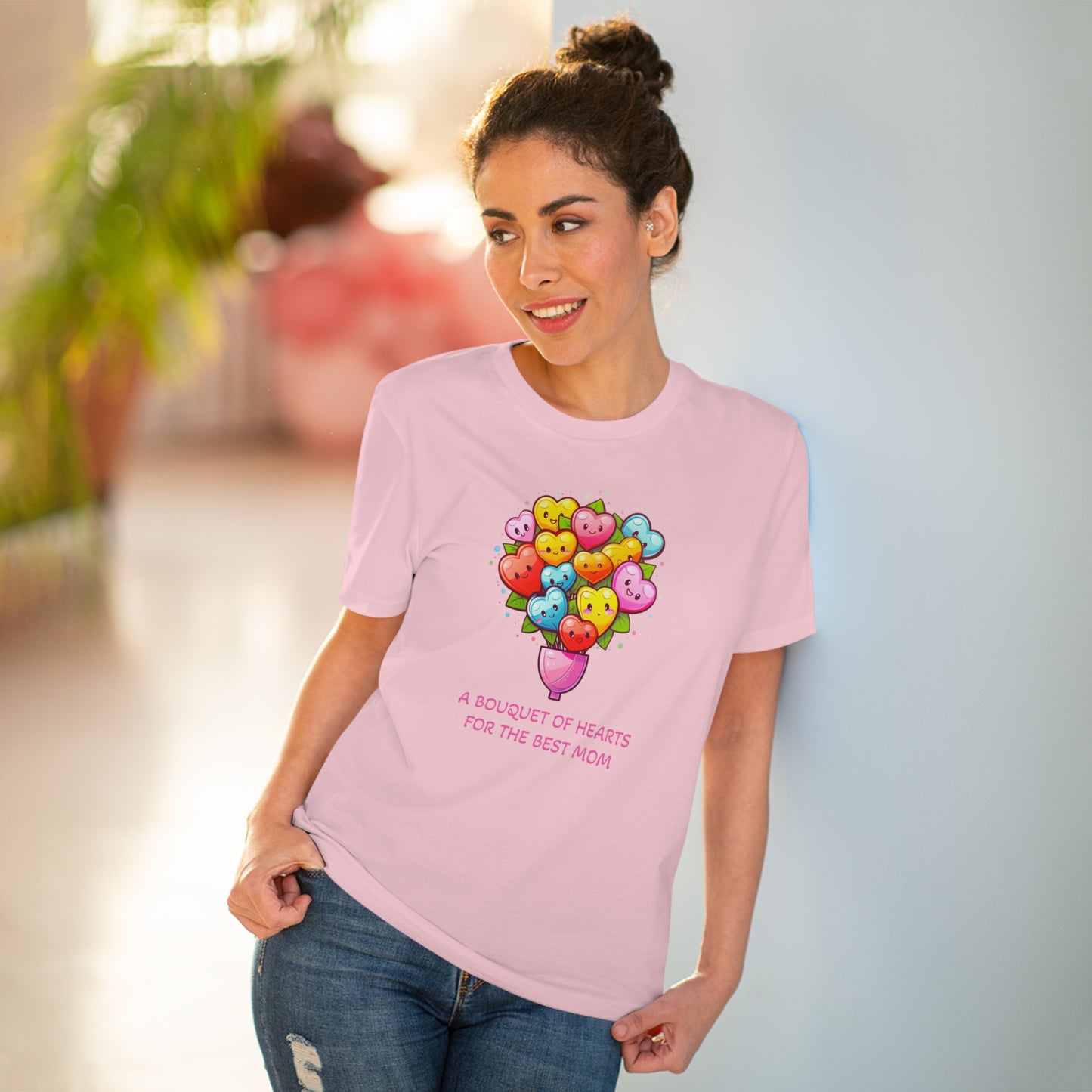 Bouquet of Hearts for the Best Mom" Unisex Eco-Friendly T-Shirt - Celebrate Mother's Day with Style and Sustainability