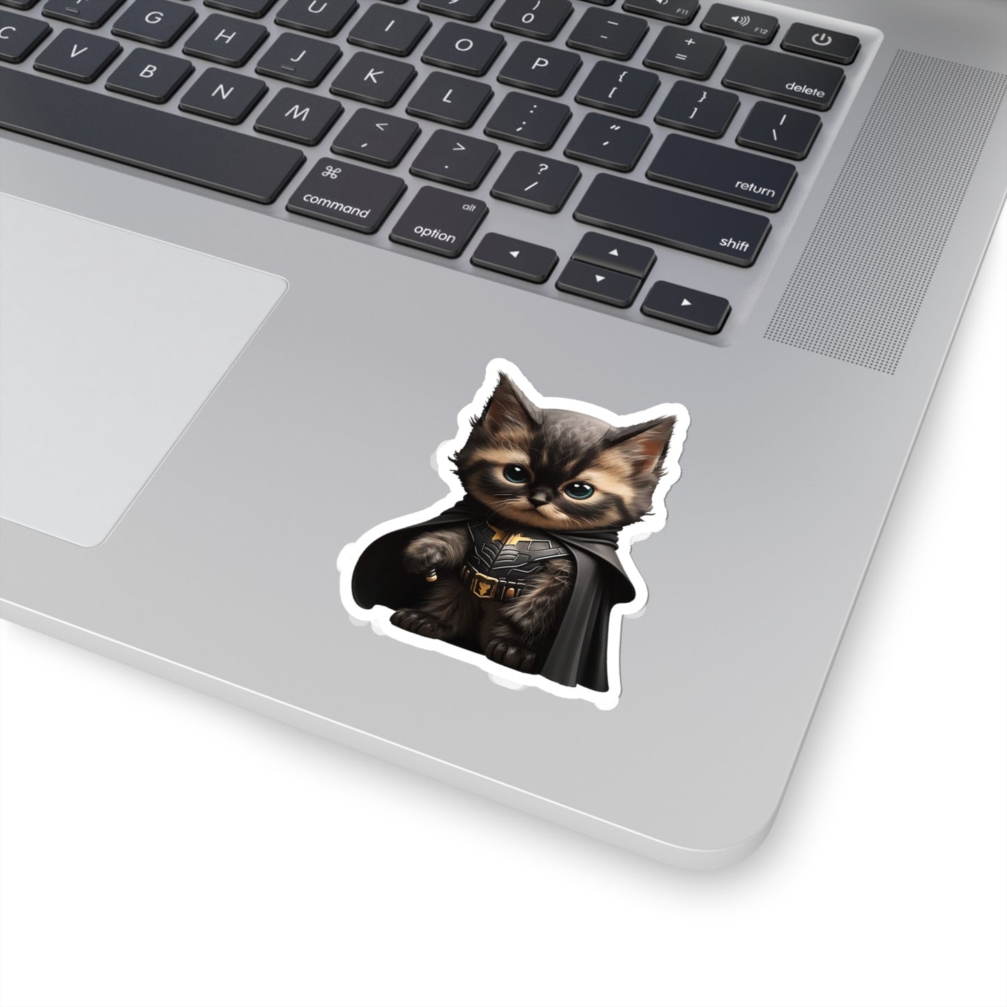 Cute and Fluffy Batcat Kitten Sticker - Ready to Take on the Bad Guys