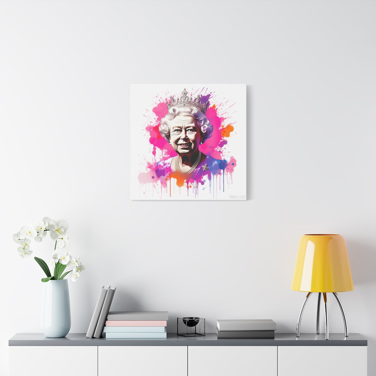 Queen Elizabeth II: Radiant Watercolor Cotton Canvas