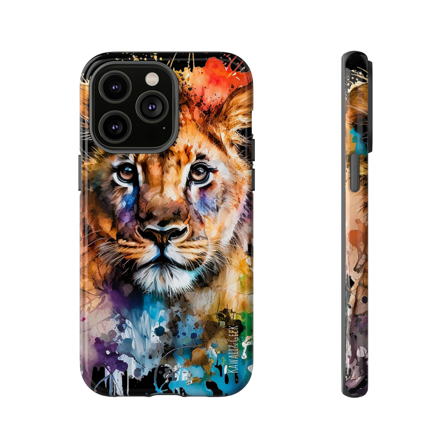 Watercolor Lion Cub Tough Phone Case - iPhone 15 compatible