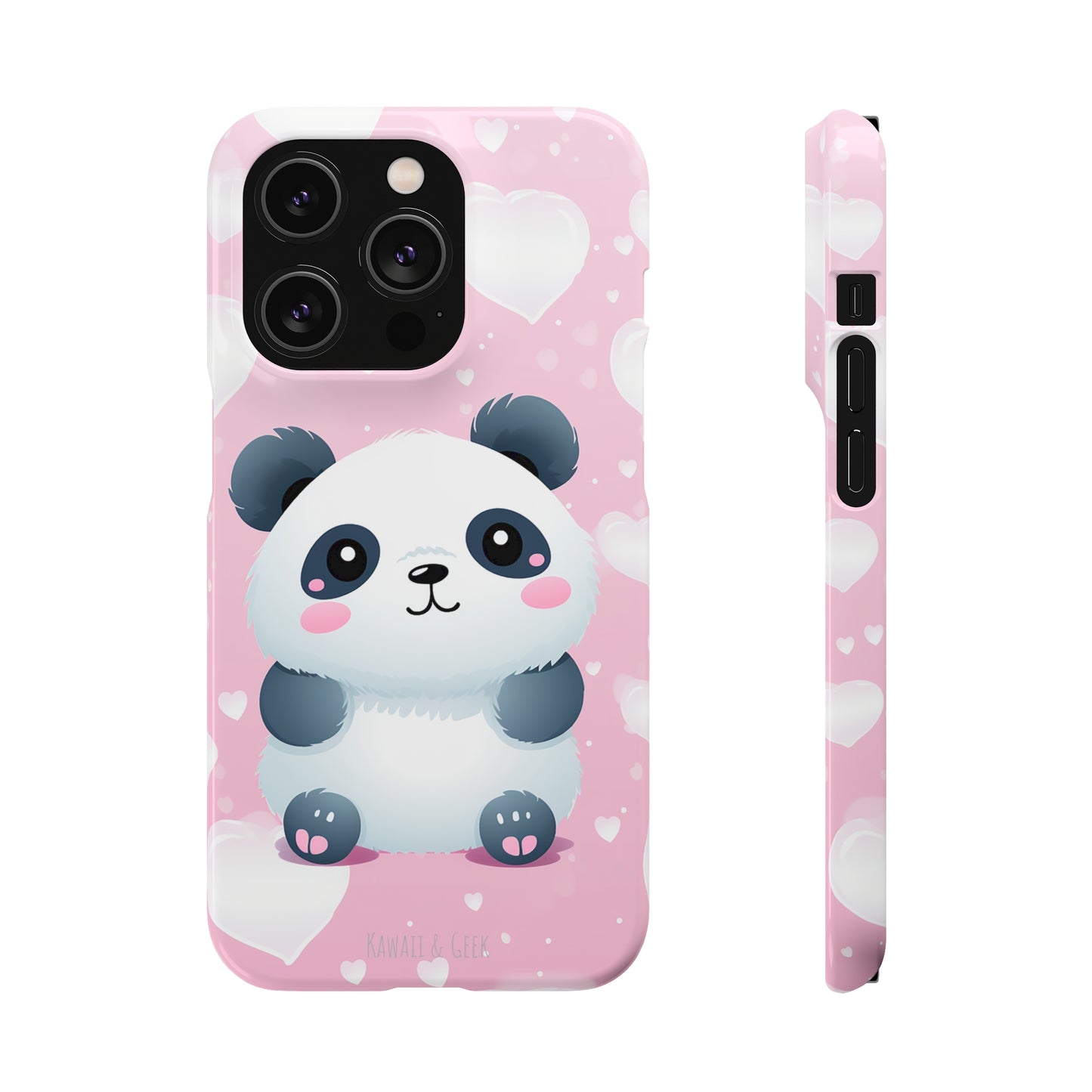 Cute Panda & Hearts Premium Phone Case
