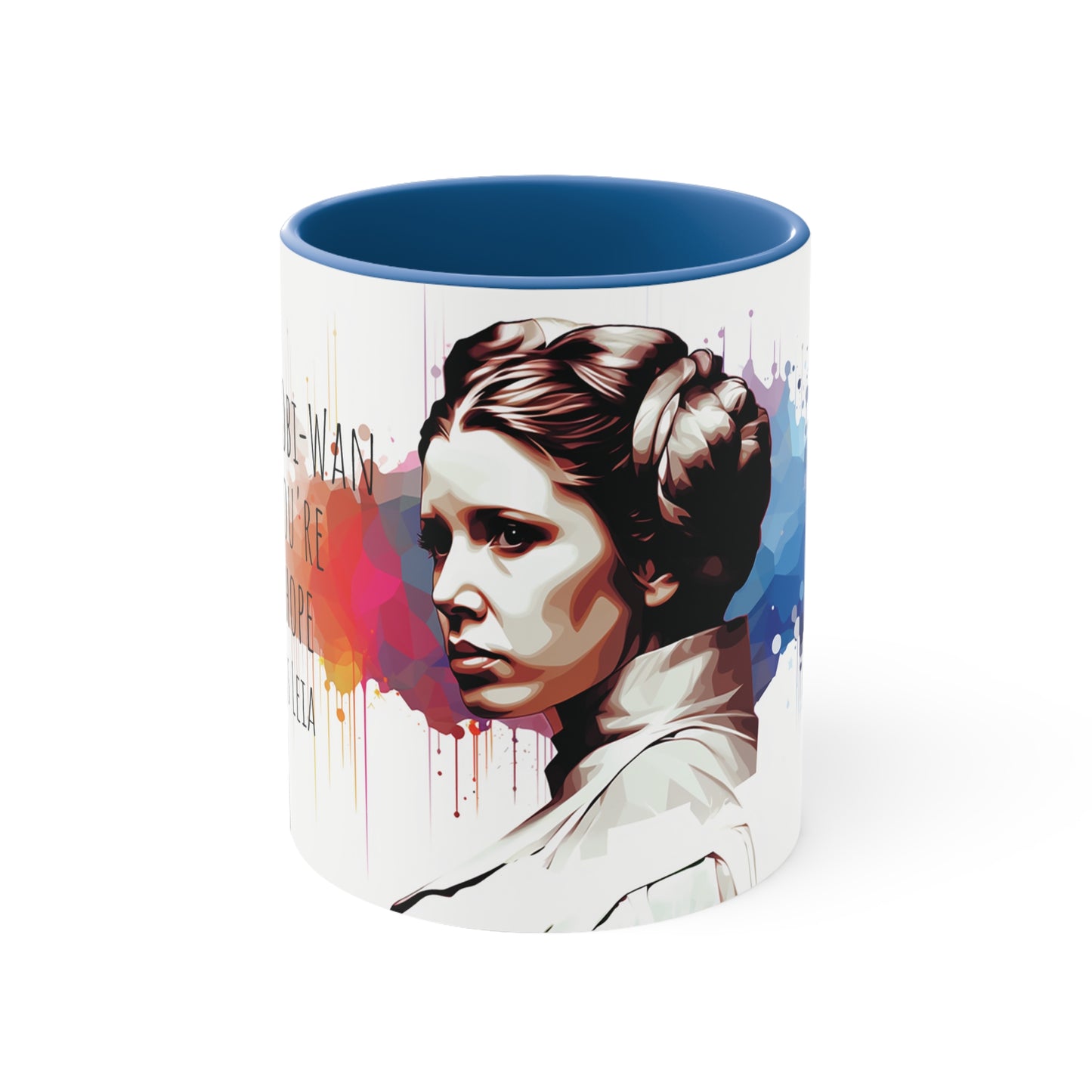 Princess Leia Geometric Bicolor Mug - A Beacon of Hope: Help Me, Obi-Wan Kenobi - Star Wars