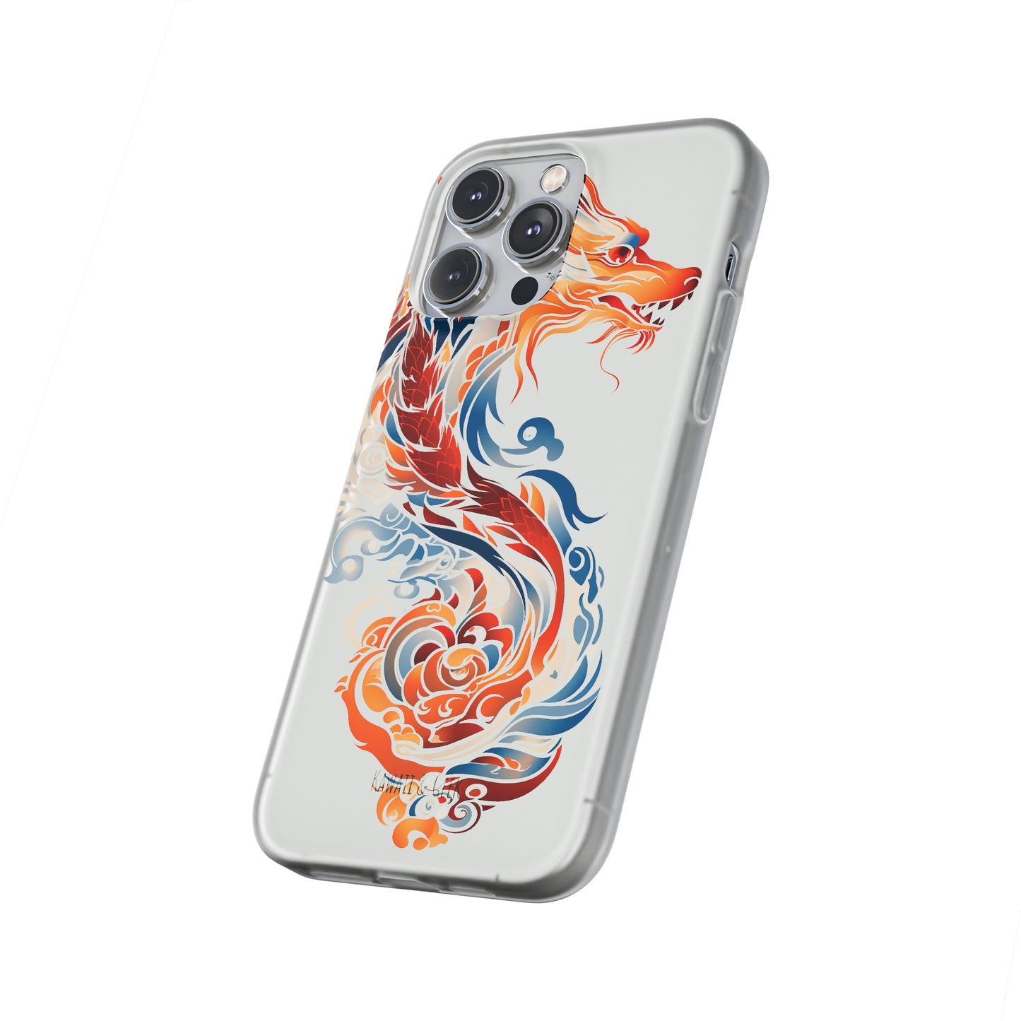 Elegant Chinese Ink Dragon Flexi Transparent Phone Case