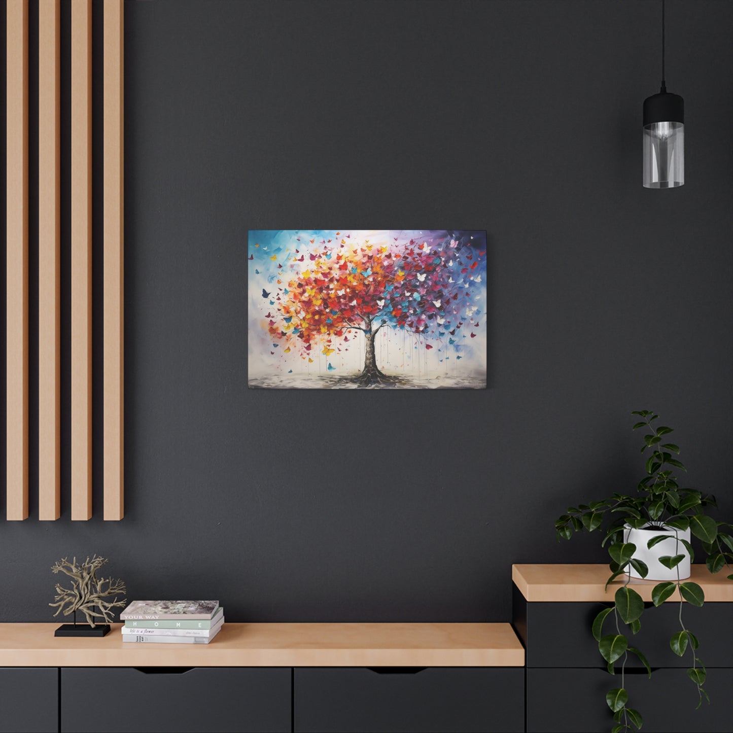 Vibrant Butterfly-Leaf Explosion Premium Cotton Canva