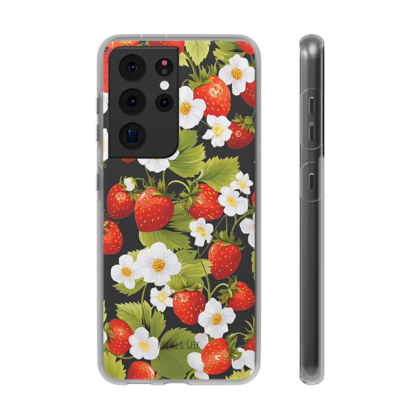 Strawberries & Florals Flexi and Transparent Phone Case