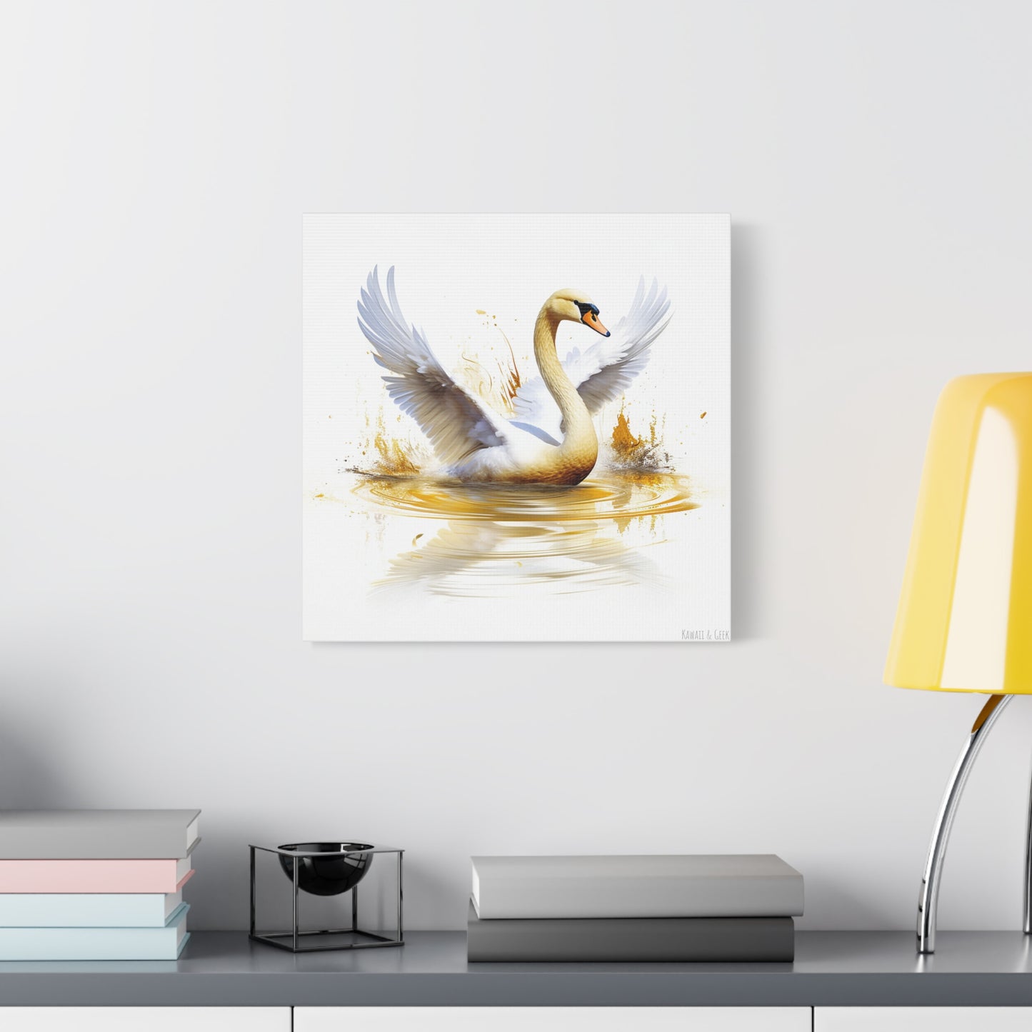 Majestic White Swan Watercolor Canva - Capture the Elegance of Nature in Art