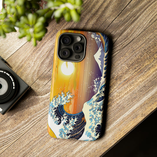 Sunset Big Wave tough Phone Case - Embrace the Majestic Hokusai Style in Your Hands