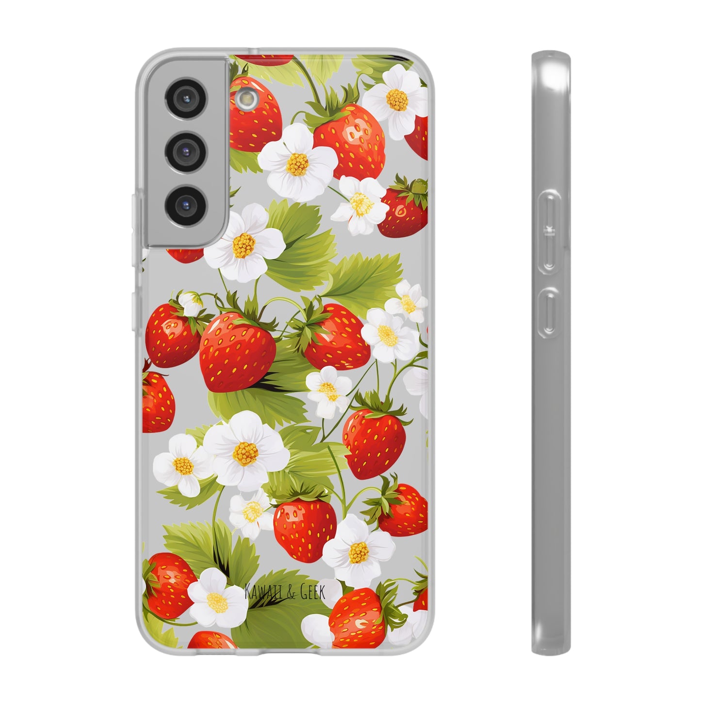Strawberries & Florals Flexi and Transparent Phone Case