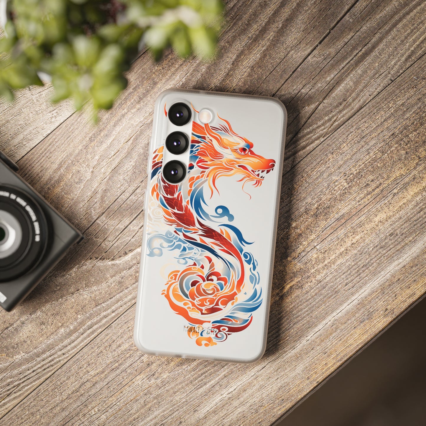 Elegant Chinese Ink Dragon Flexi Transparent Phone Case