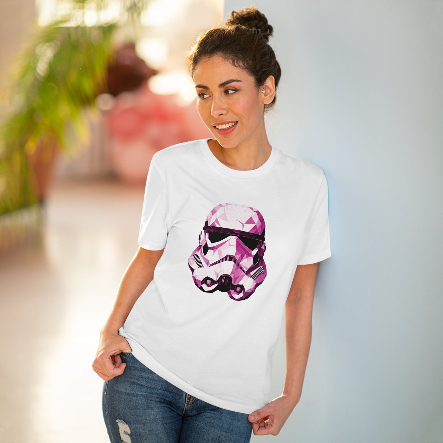 Stormtrooper Polygonal T-Shirt Pink Edition - Embrace Galactic Precision