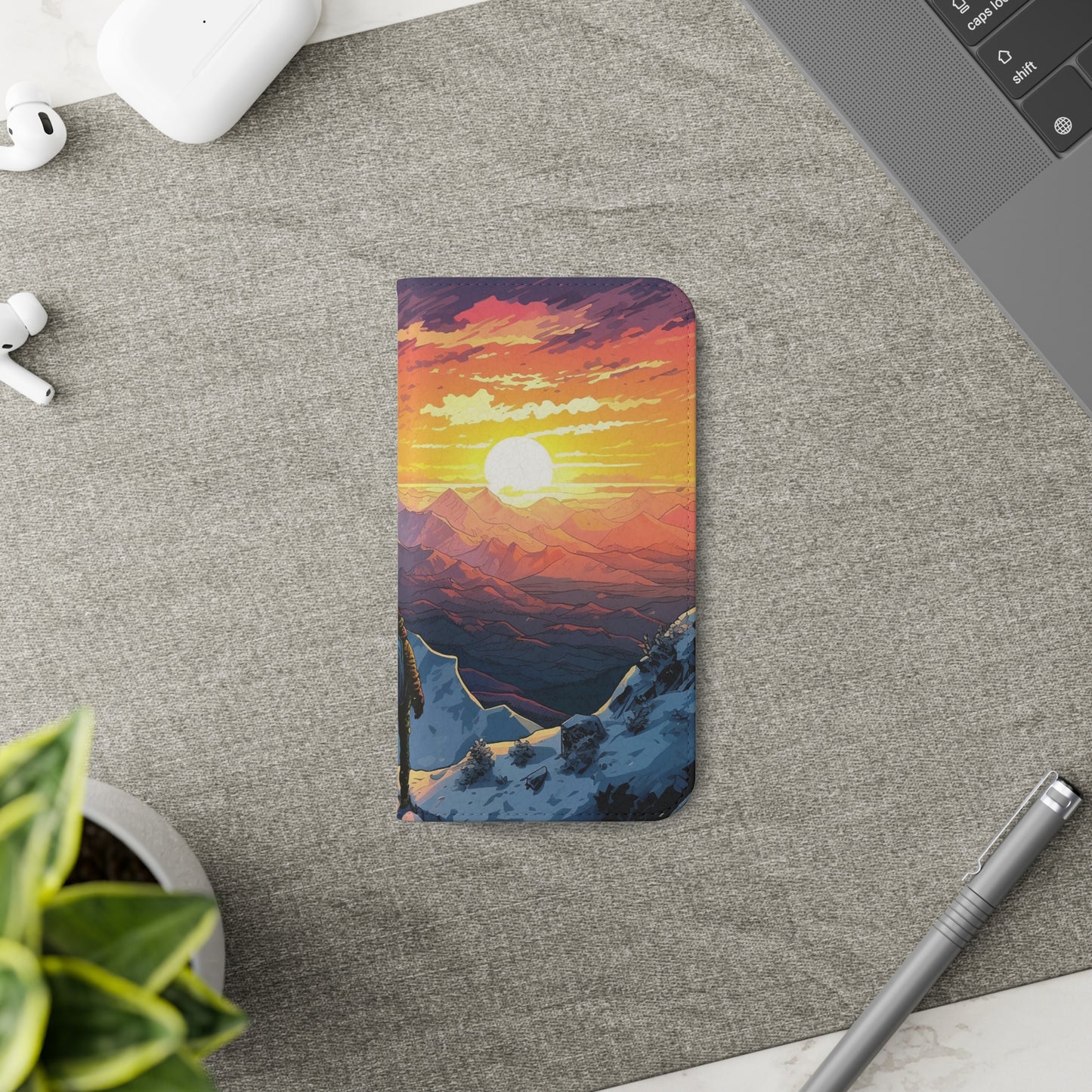 Snowy Mountain Landscape Sunset Flip Phone Case - Embrace the Beauty of Nature on Your Device