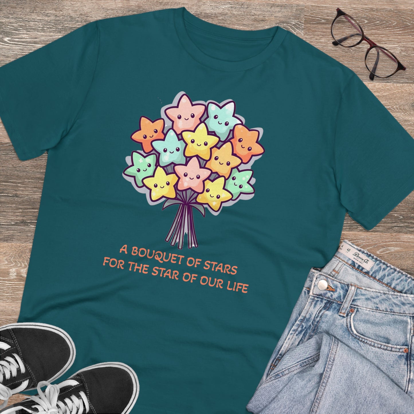 Bouquet of Stars for the Star of Our Life - Unisex Eco-Friendly T-Shirt - Father's and Mother's Day Special