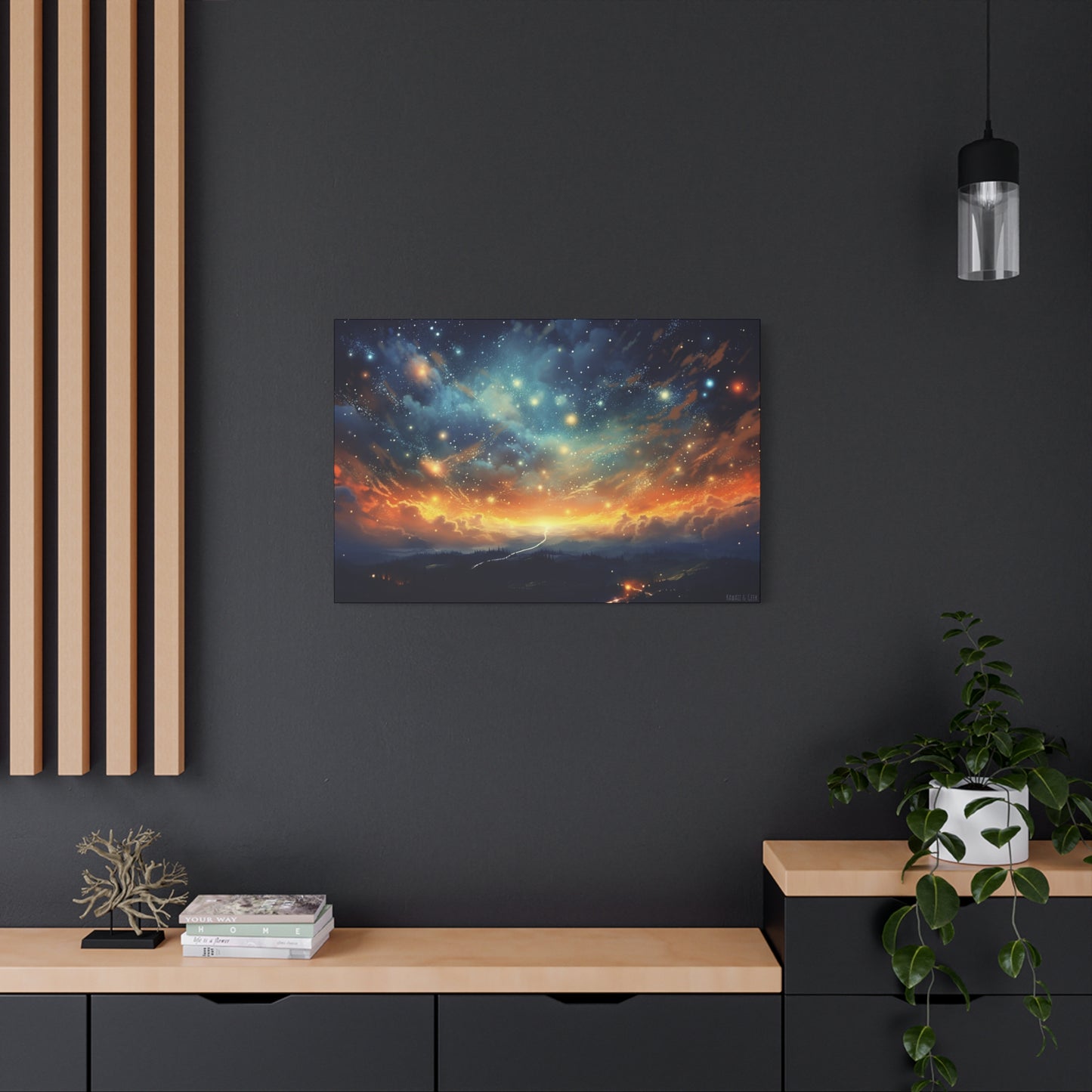Night Sky Landscape Canvas - Immerse Yourself in a Breathtaking Starry Night