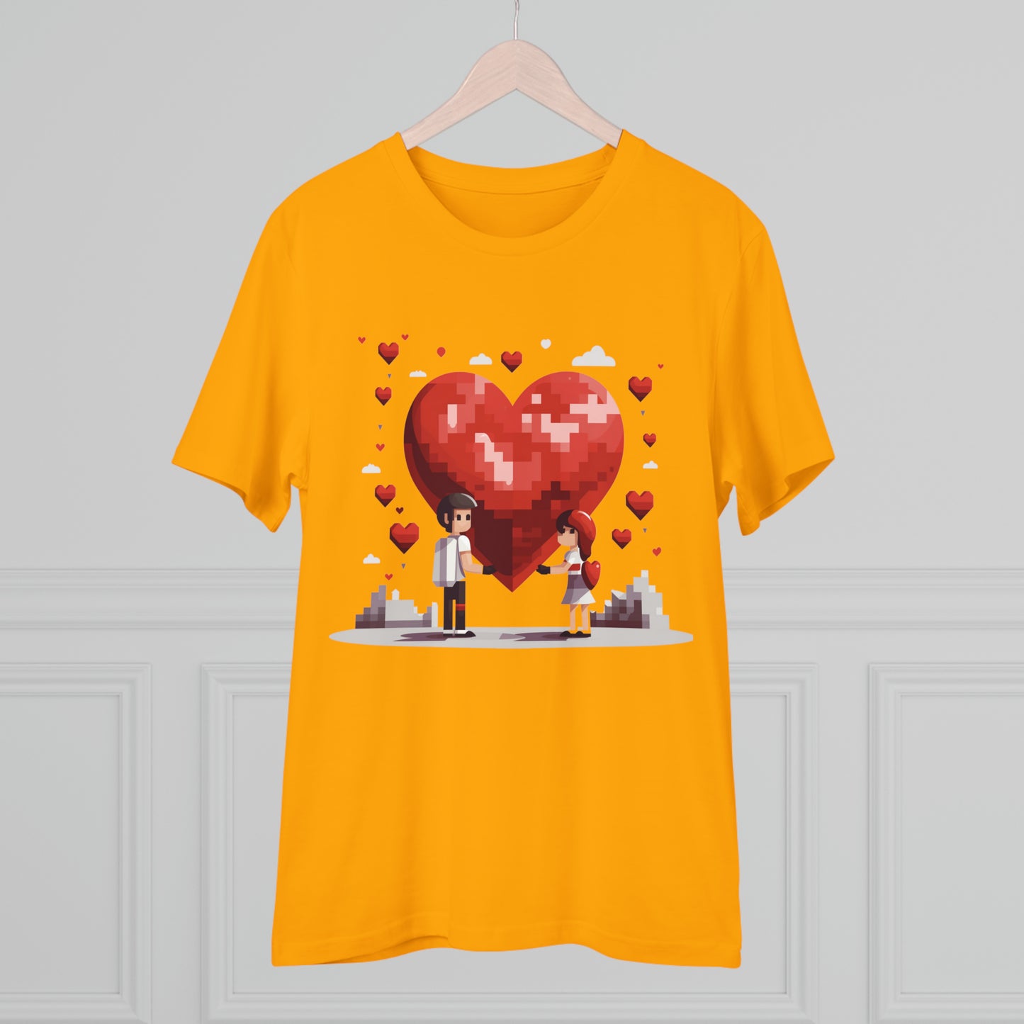 Pixel Love Eco Tee - Valentine's Day Pixel Heart Couple Shirt