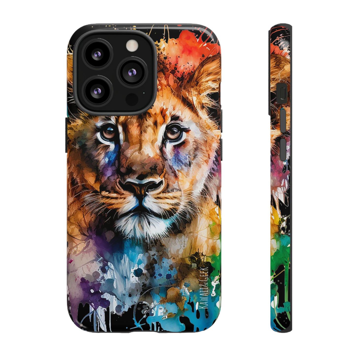 Watercolor Lion Cub Tough Phone Case - iPhone 15 compatible