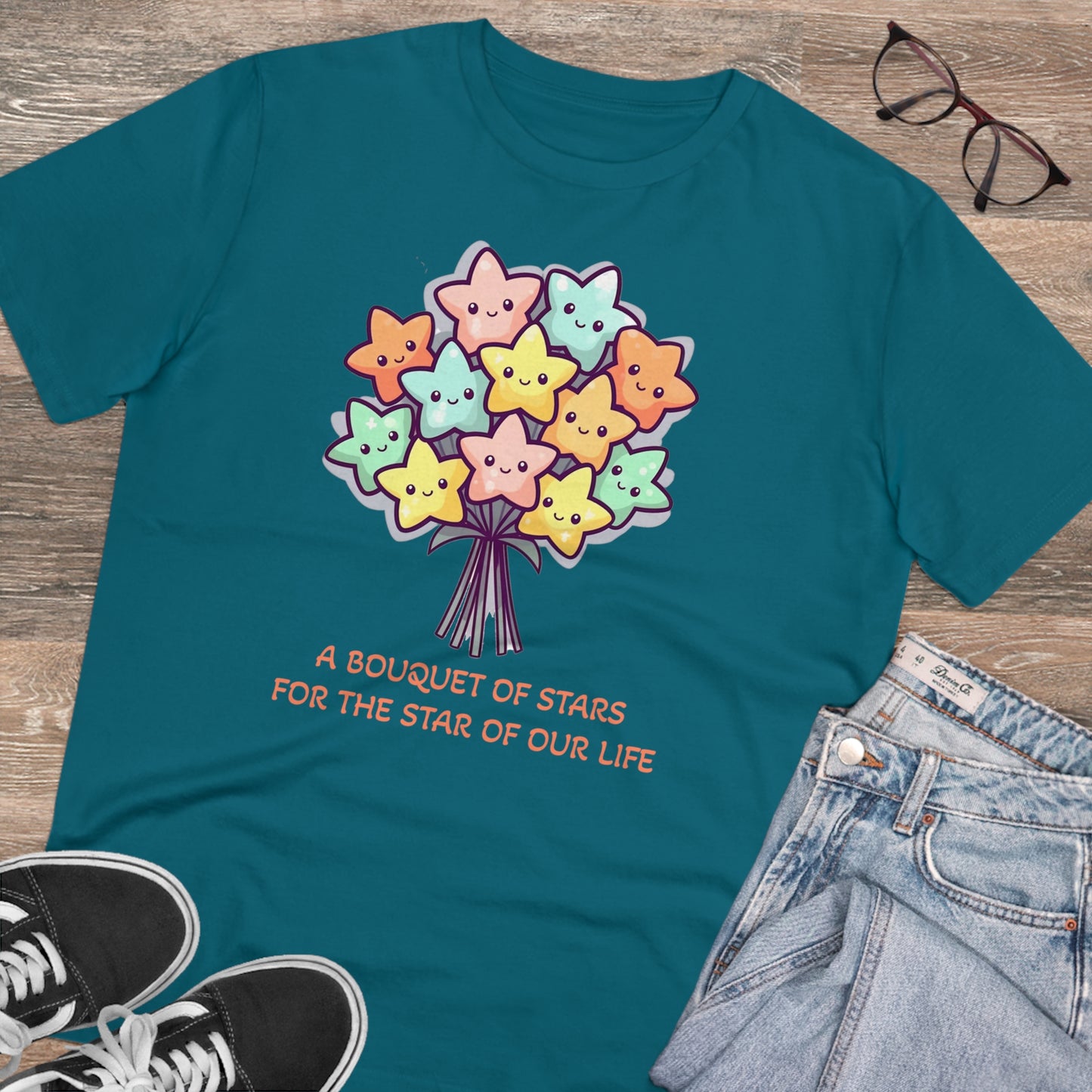 Bouquet of Stars for the Star of Our Life - Unisex Eco-Friendly T-Shirt - Father's and Mother's Day Special