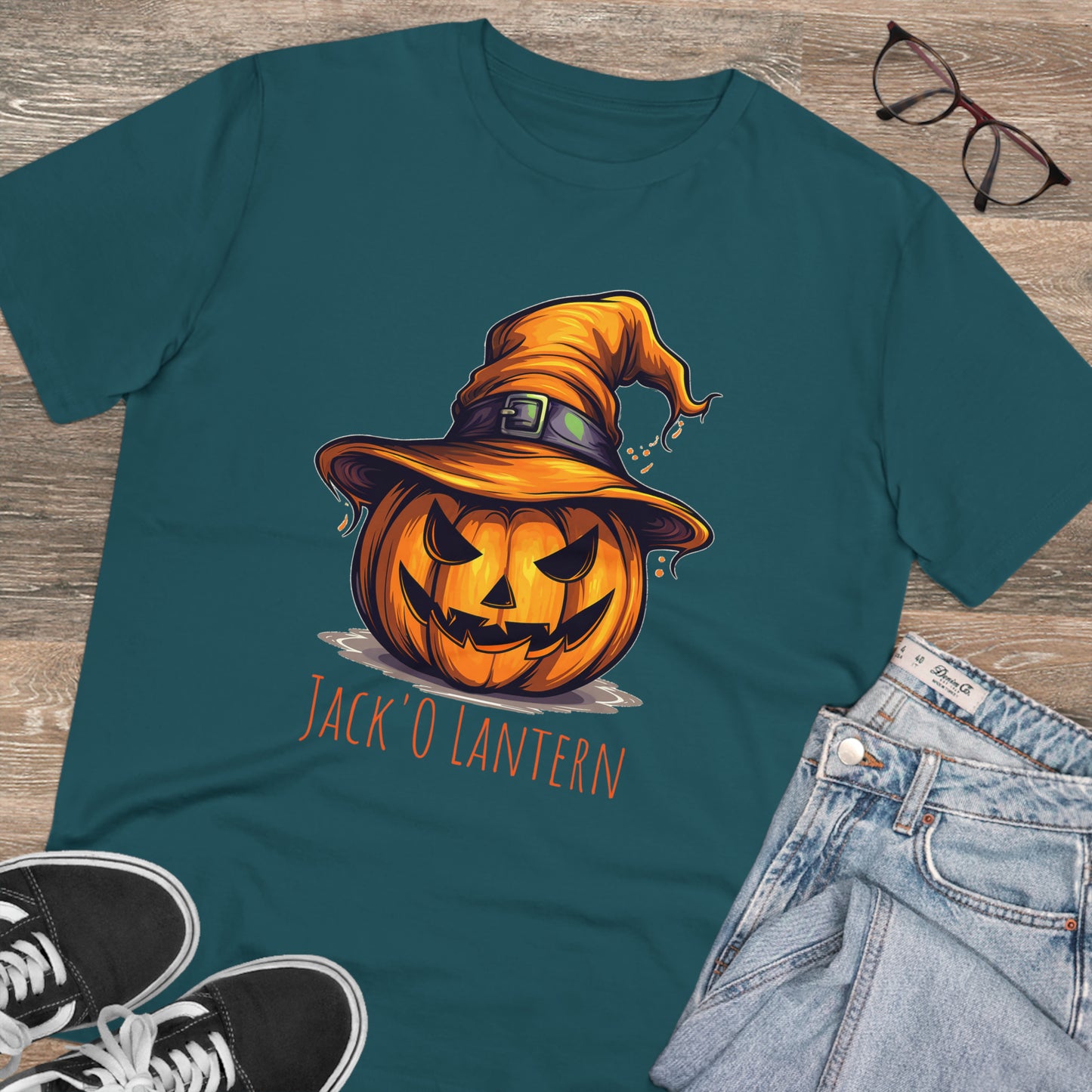 Eco-friendly Jack O Lantern Tee: Funny Pumpkin Halloween Sorcerer Edition