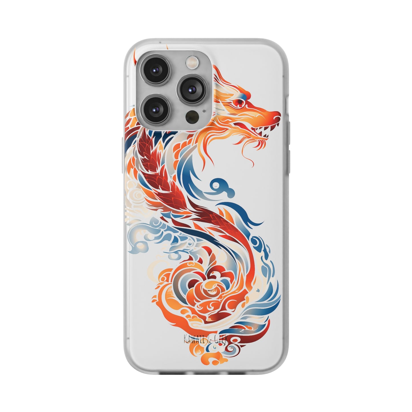 Elegant Chinese Ink Dragon Flexi Transparent Phone Case