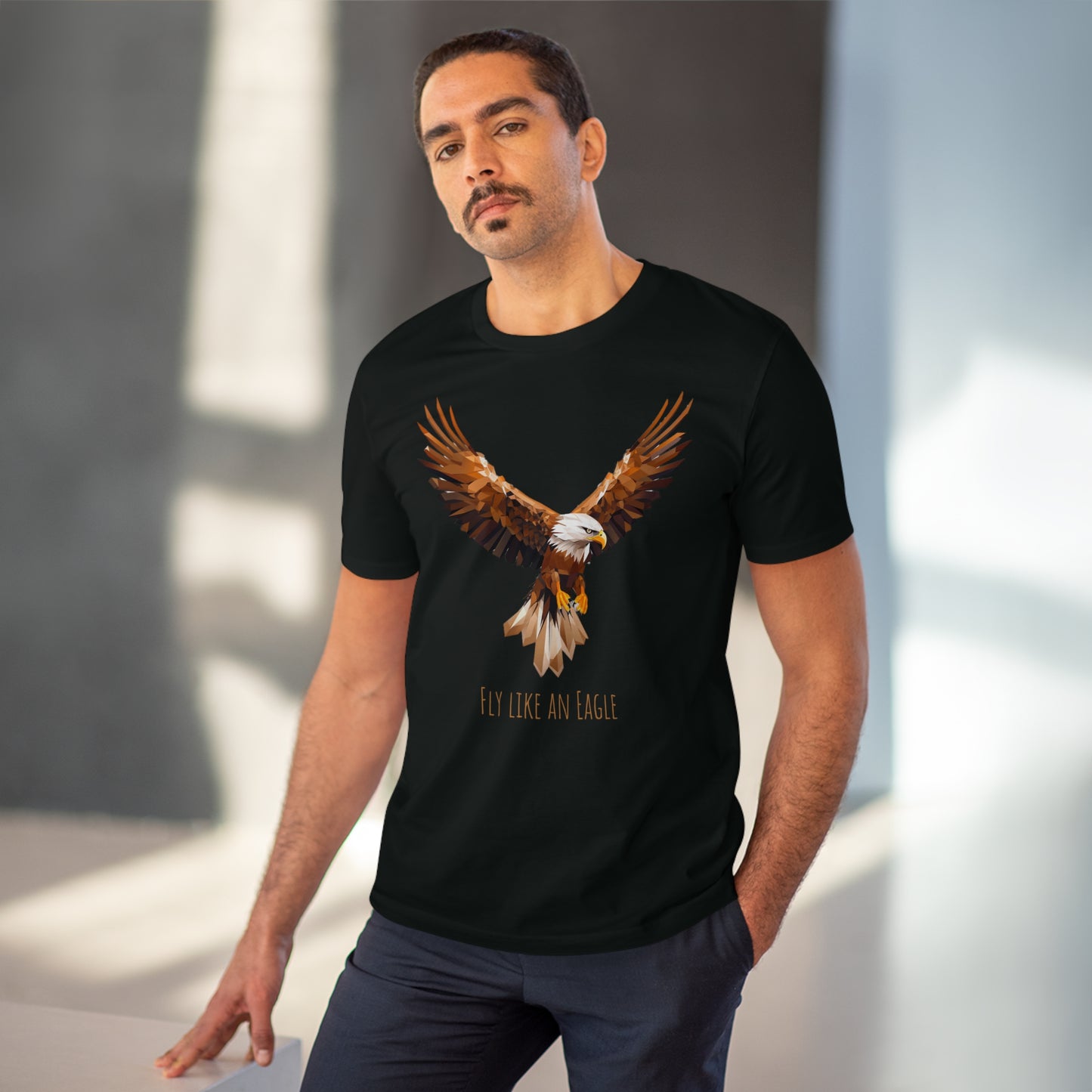 Eco-Friendly Geometric Eagle T-Shirt: "Fly Like An Eagle"