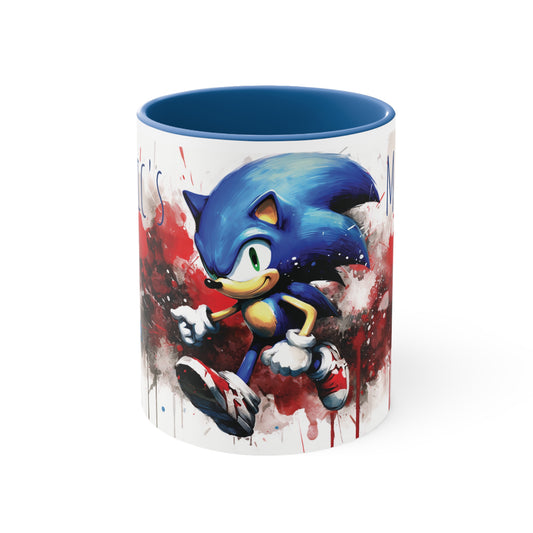 Sonic's Mug - 11 oz Bicolor Mug in Vibrant Watercolor Style