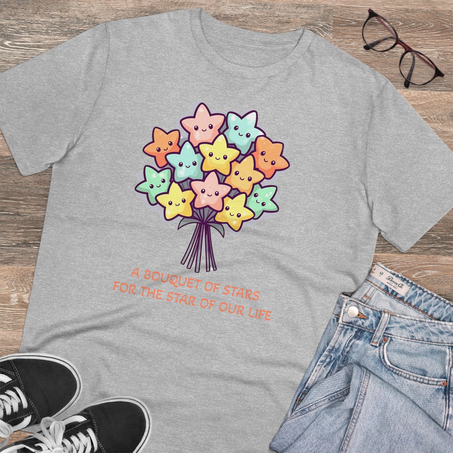 Bouquet of Stars for the Star of Our Life - Unisex Eco-Friendly T-Shirt - Father's and Mother's Day Special