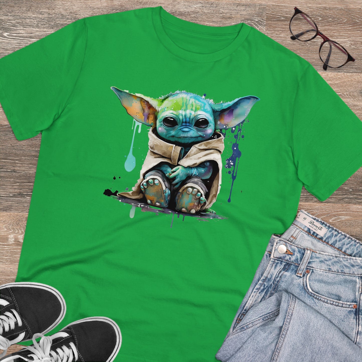 Baby Yoda in Watercolor Style Organic Unisex T-Shirt - Add Some Cute and Eco-Friendly Style to Your Wardrobe
