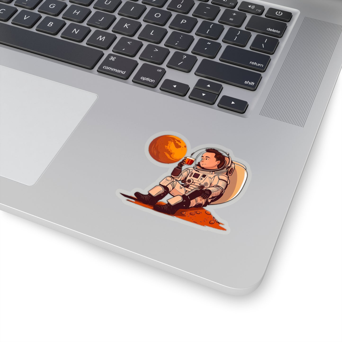 Elon Musk drinking his coffee on Mars Sticker - Add Some Humor and Space to Your Tech